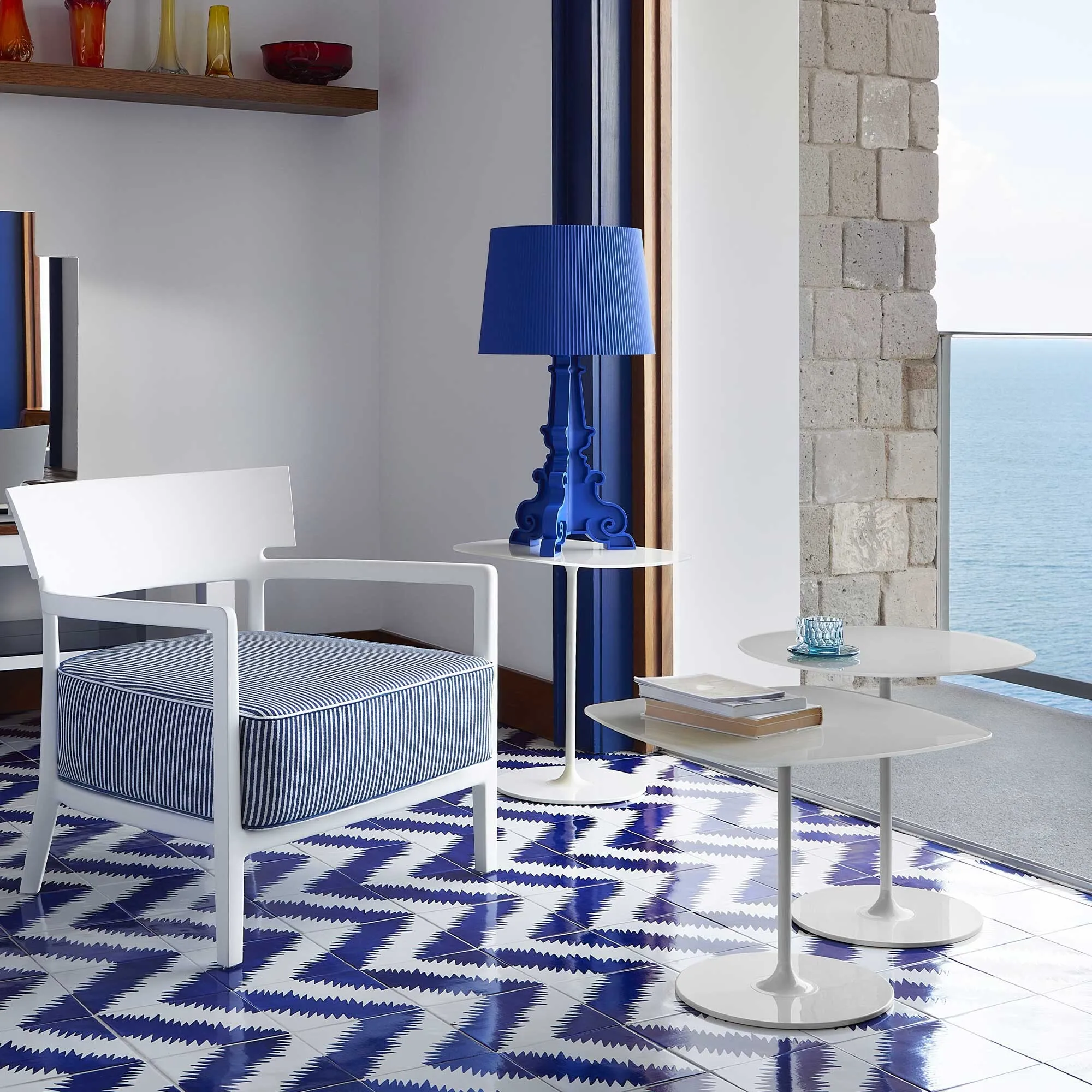 Kartell Thierry Set of 3 Side Tables - White, Glass