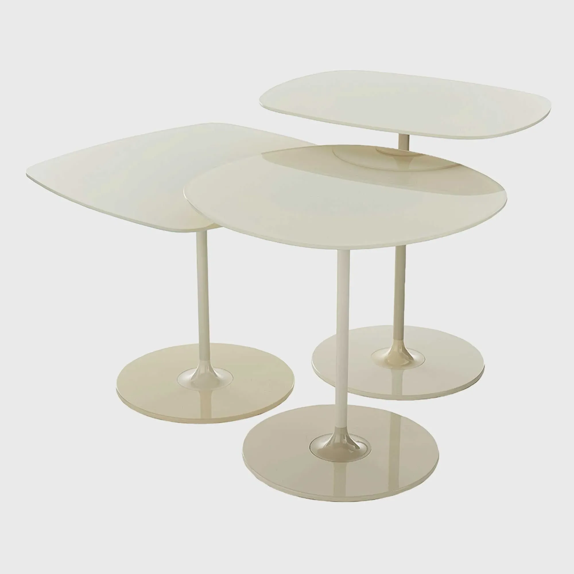 Kartell Thierry Set of 3 Side Tables - White, Glass