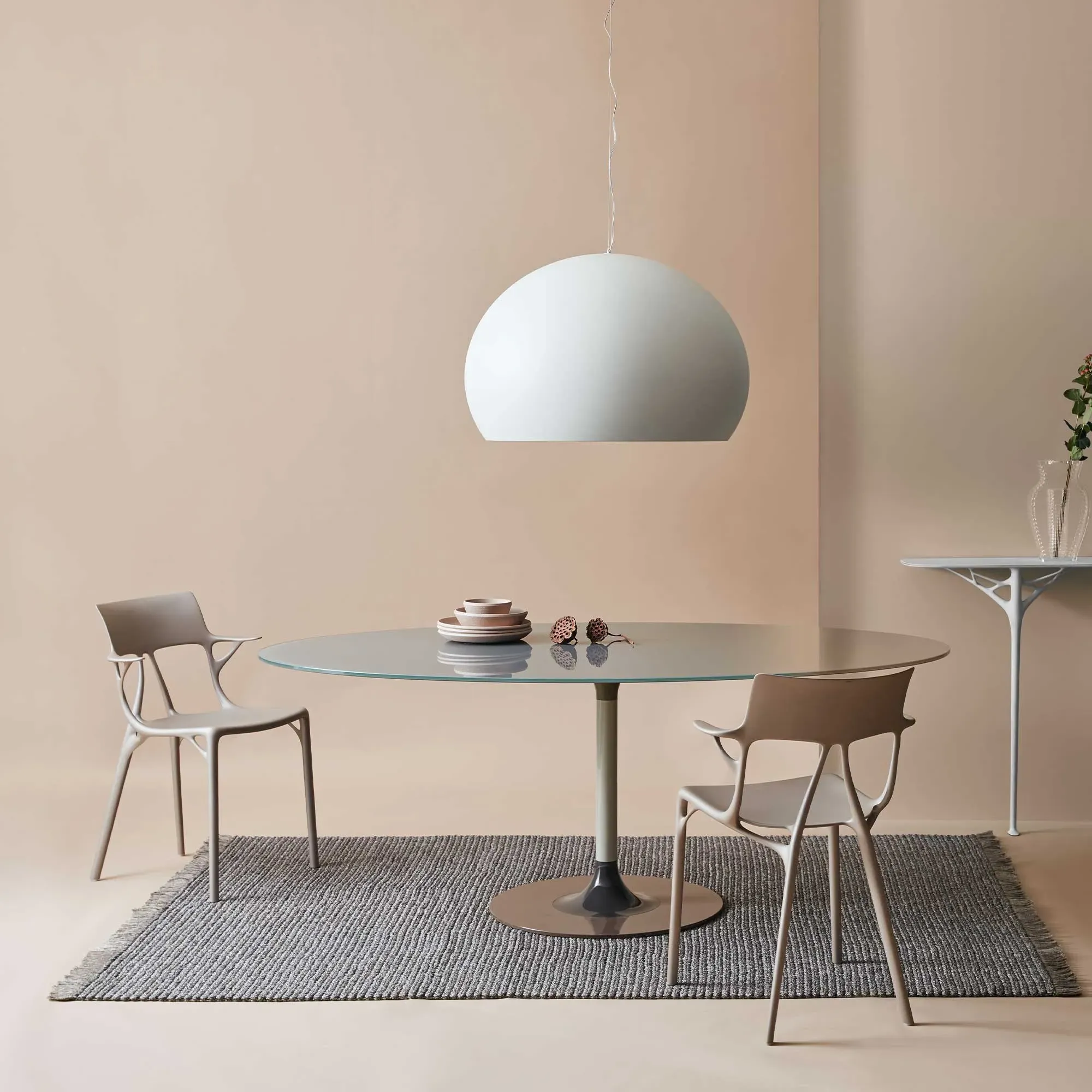 Kartell Thierry XXL Oval Dining Table - Grey, Glass