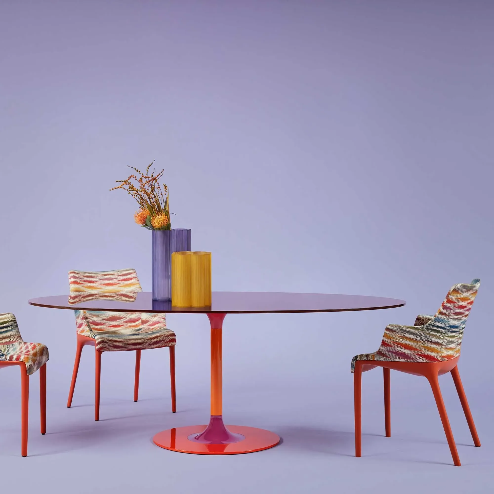 Kartell Thierry XXL Oval Dining Table - Red, Glass