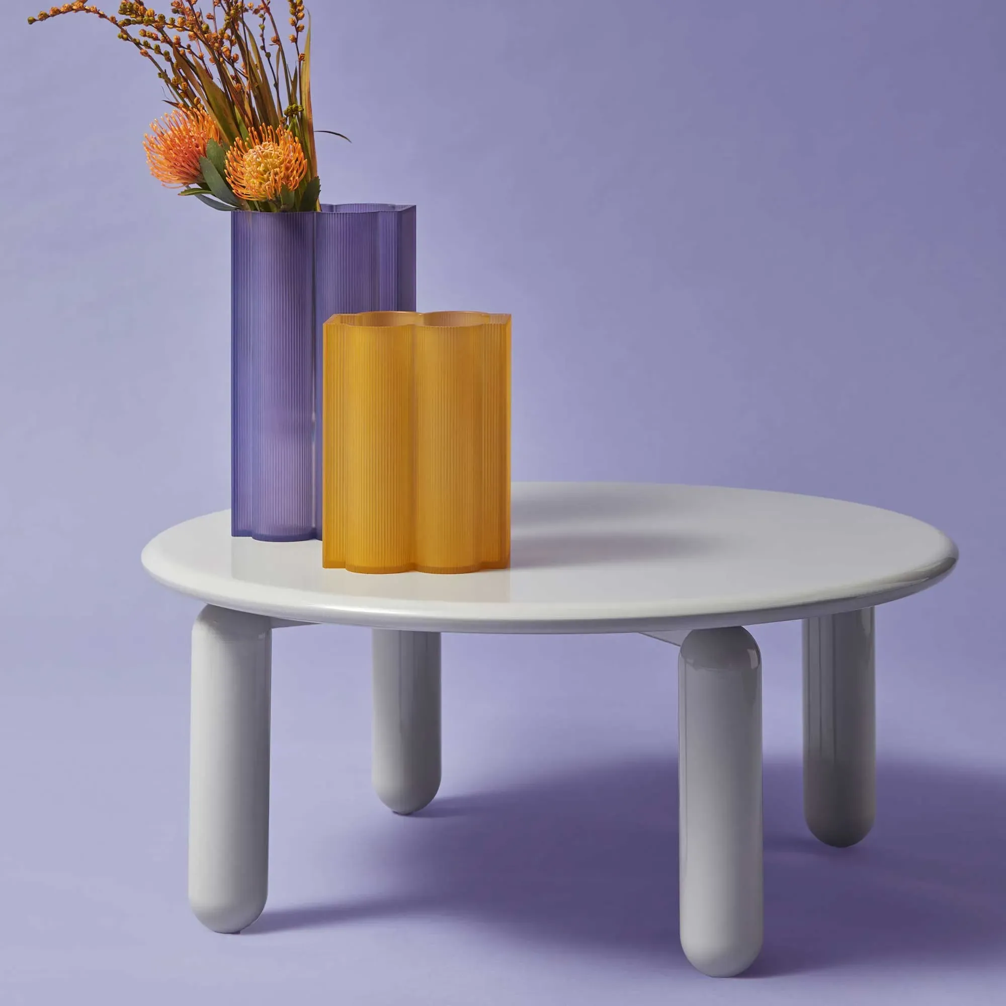 Kartell Undique Mas Round Side Table - Grey, Wood