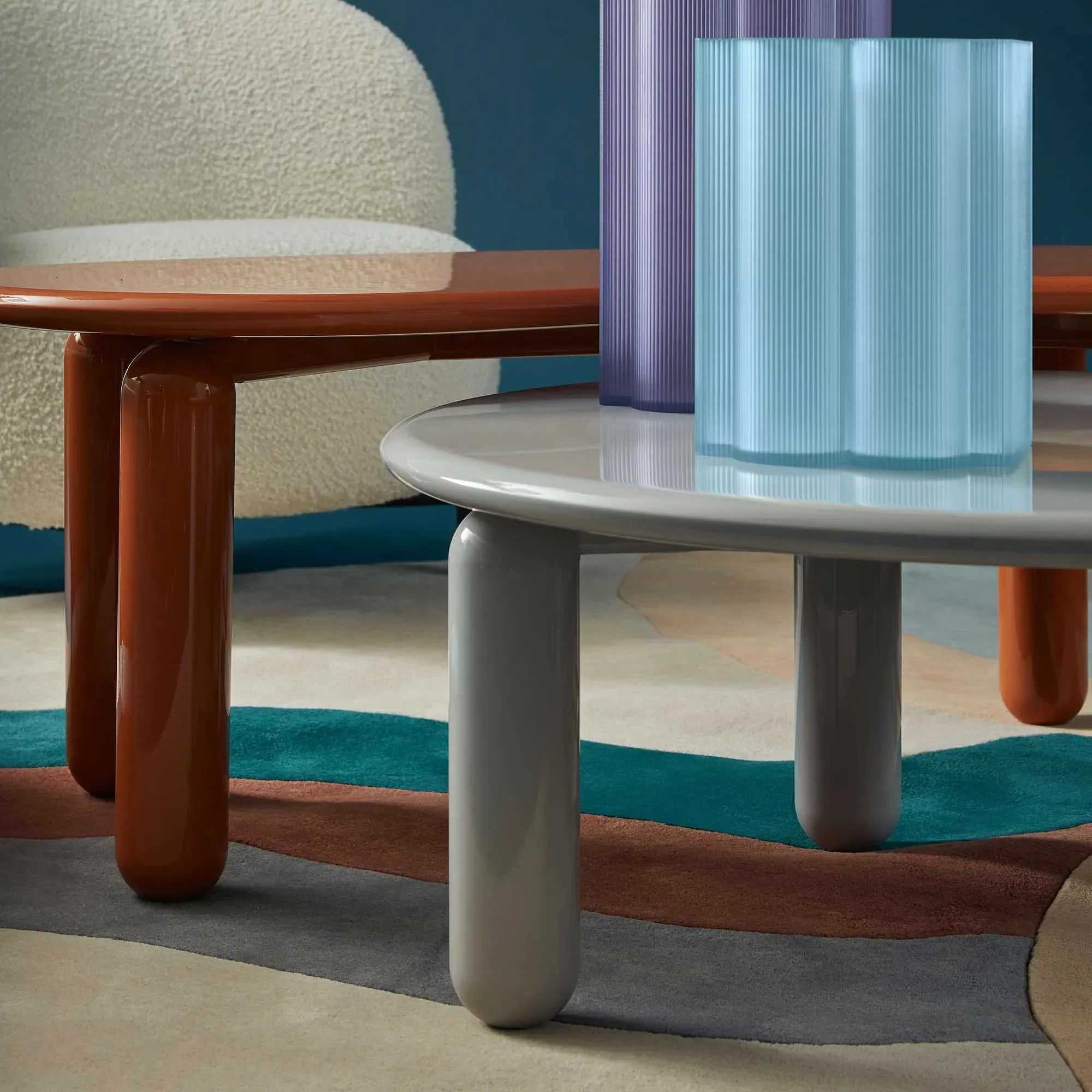 Kartell Undique Mas Round Side Table - Grey, Wood