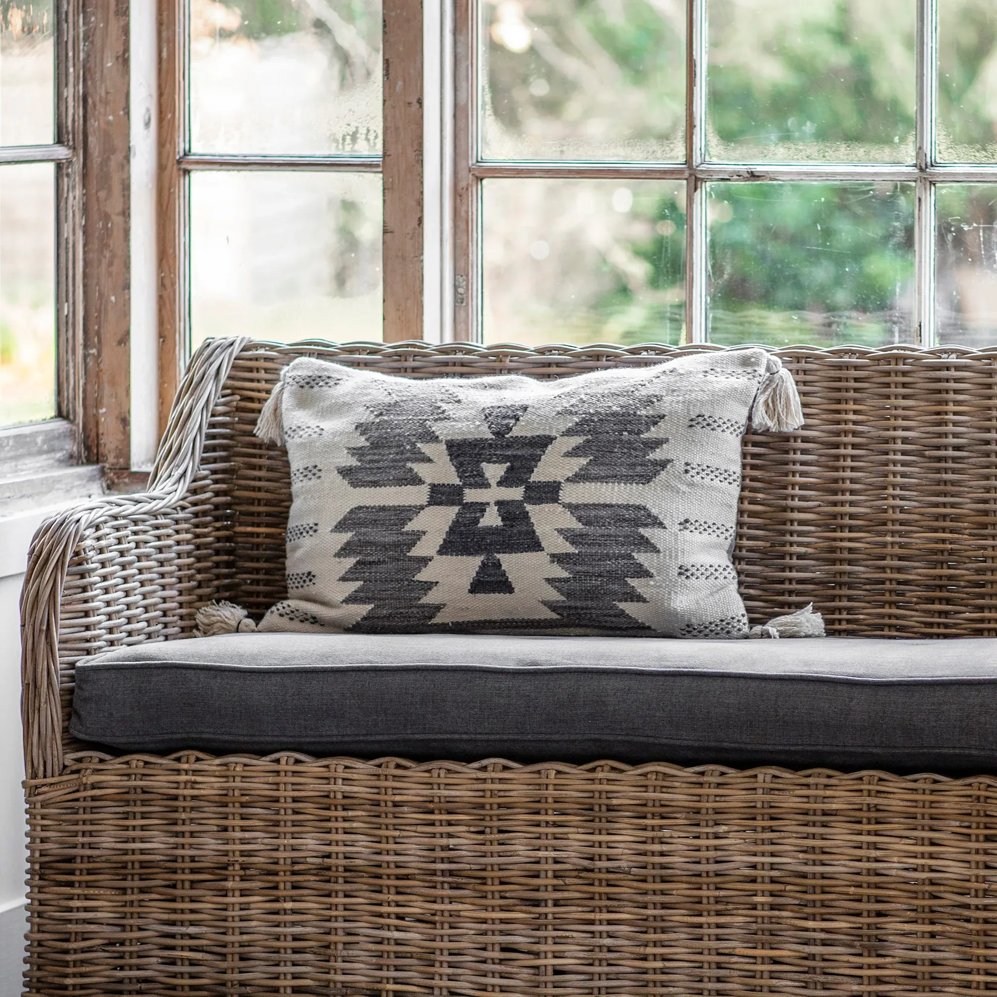 Kasbah Square Cushion - Grey, Polyester