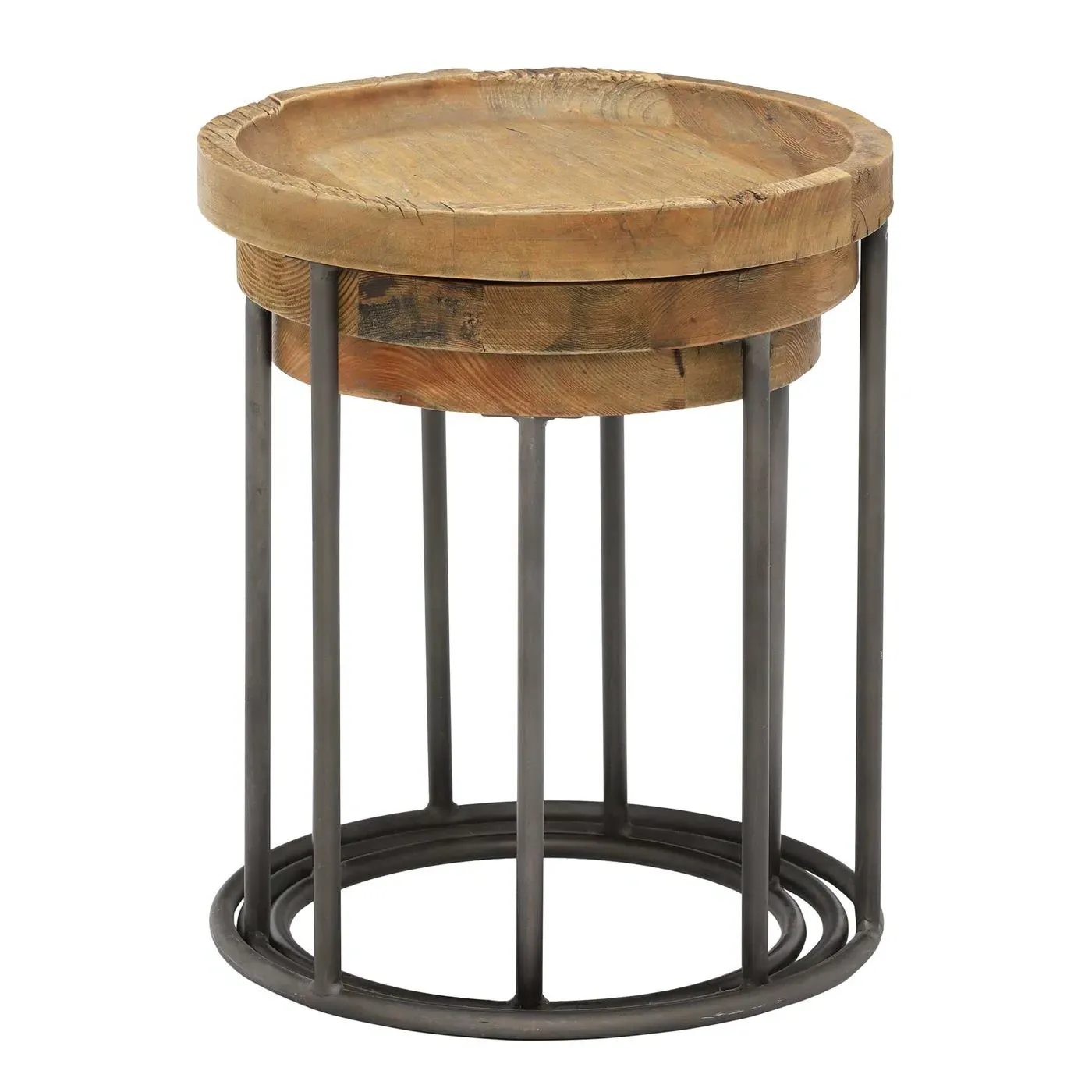 Keeler Set of 3 Round Tables - Brown, Pine Wood