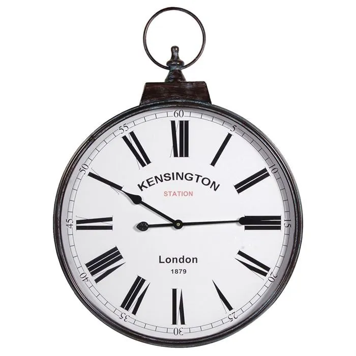 Kensington Round Wall Clock - Black, Metal image