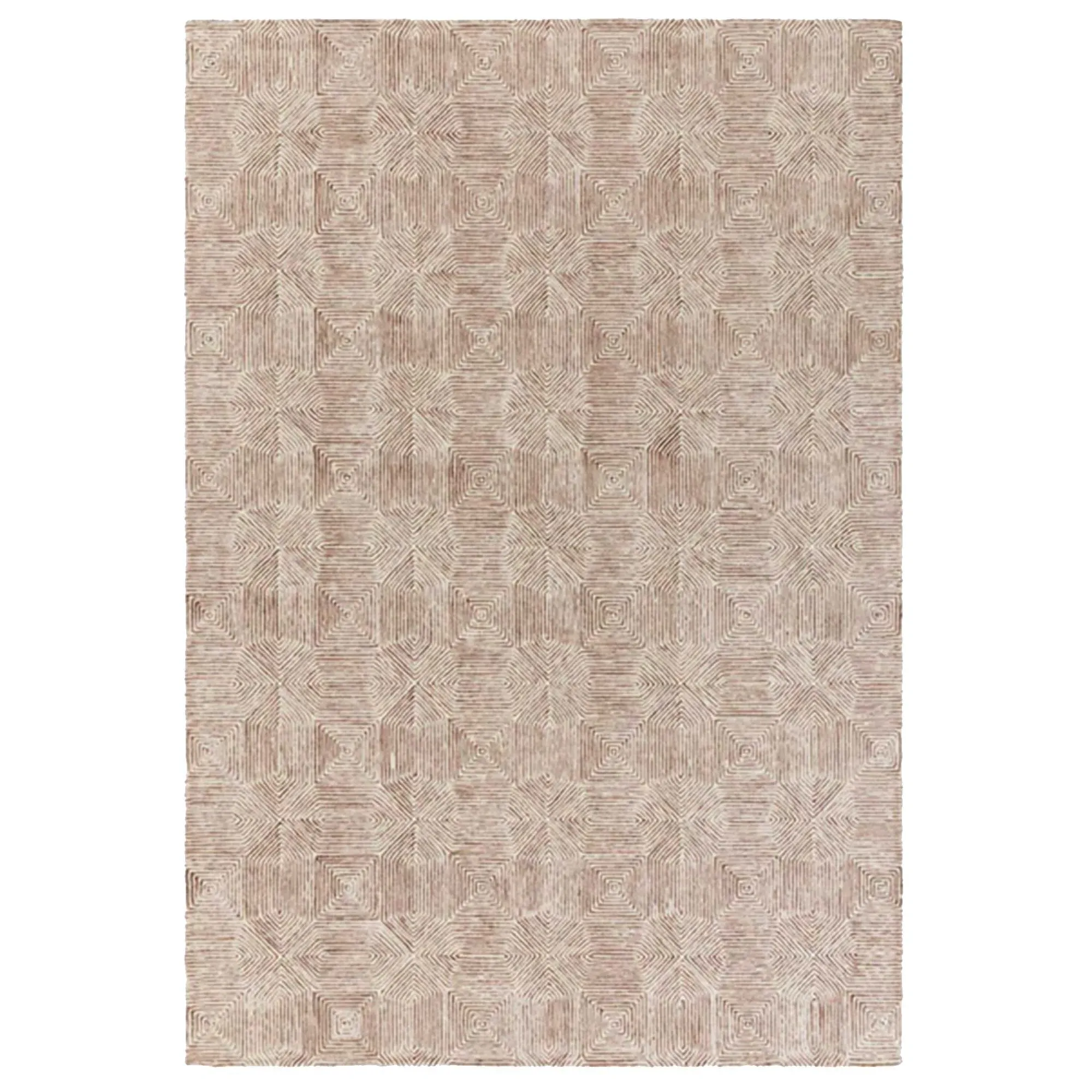 Kensington Terracotta Square Rug - Brown, Wool Blend