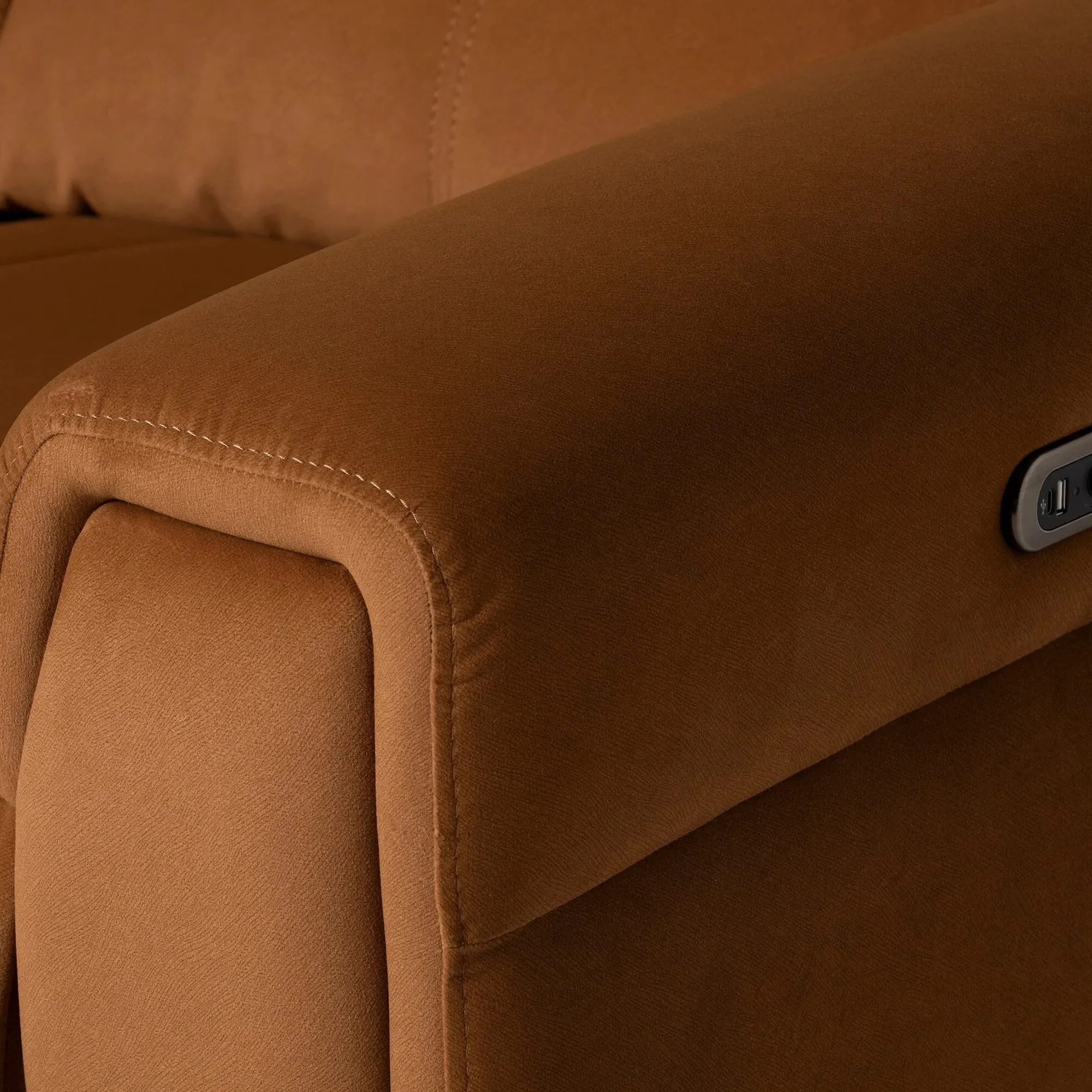 Kerren 2-Seater Power Recliner with Head Tilt - Orange, Fabric