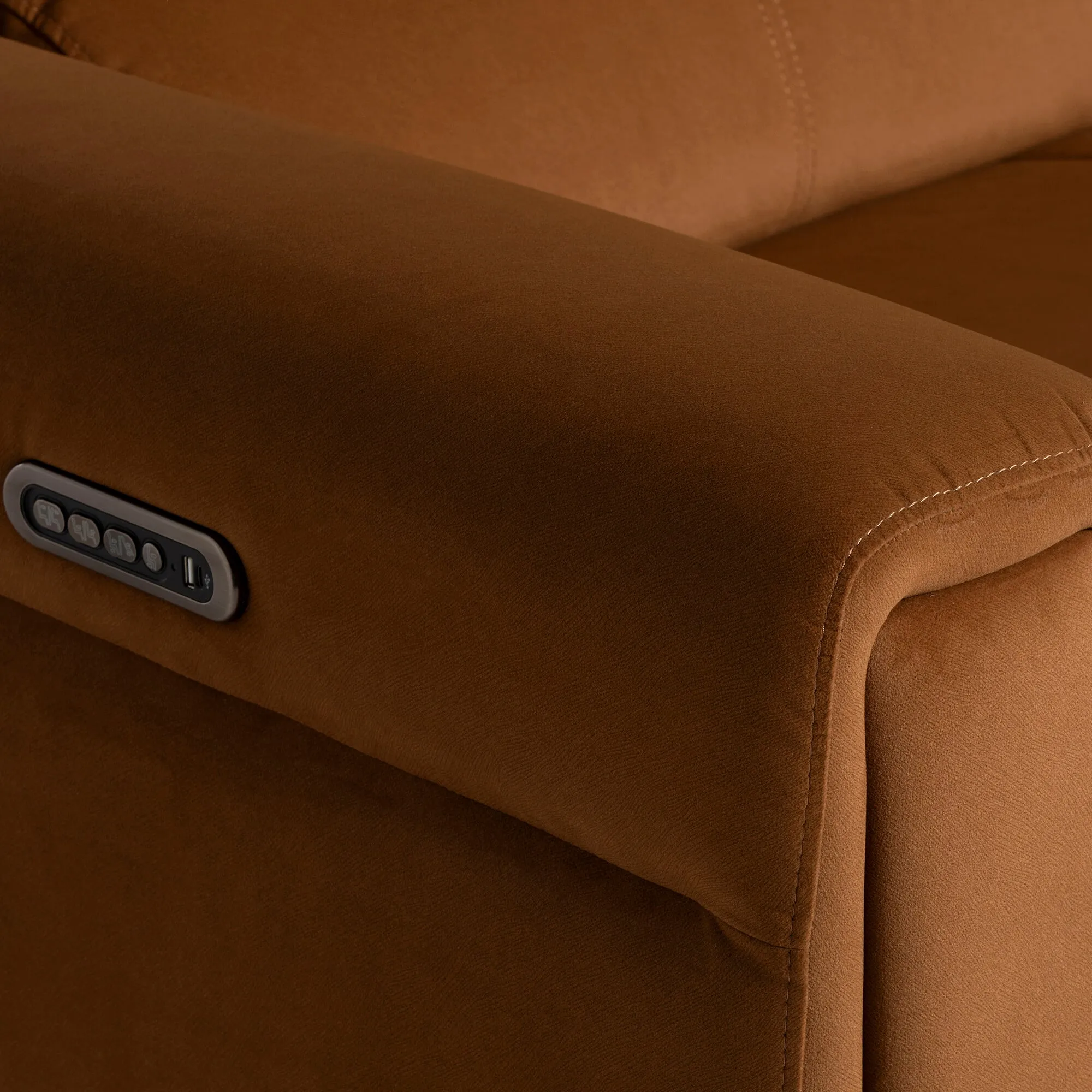 Kerren 2.5-Seater Power Recliner Sofa - Orange, Fabric