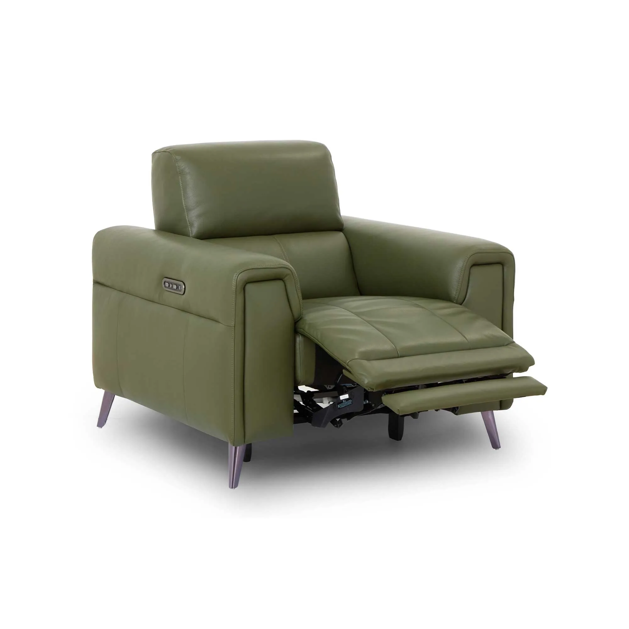 Kerren Power Recliner Armchair with Head Tilt - Green, Leather