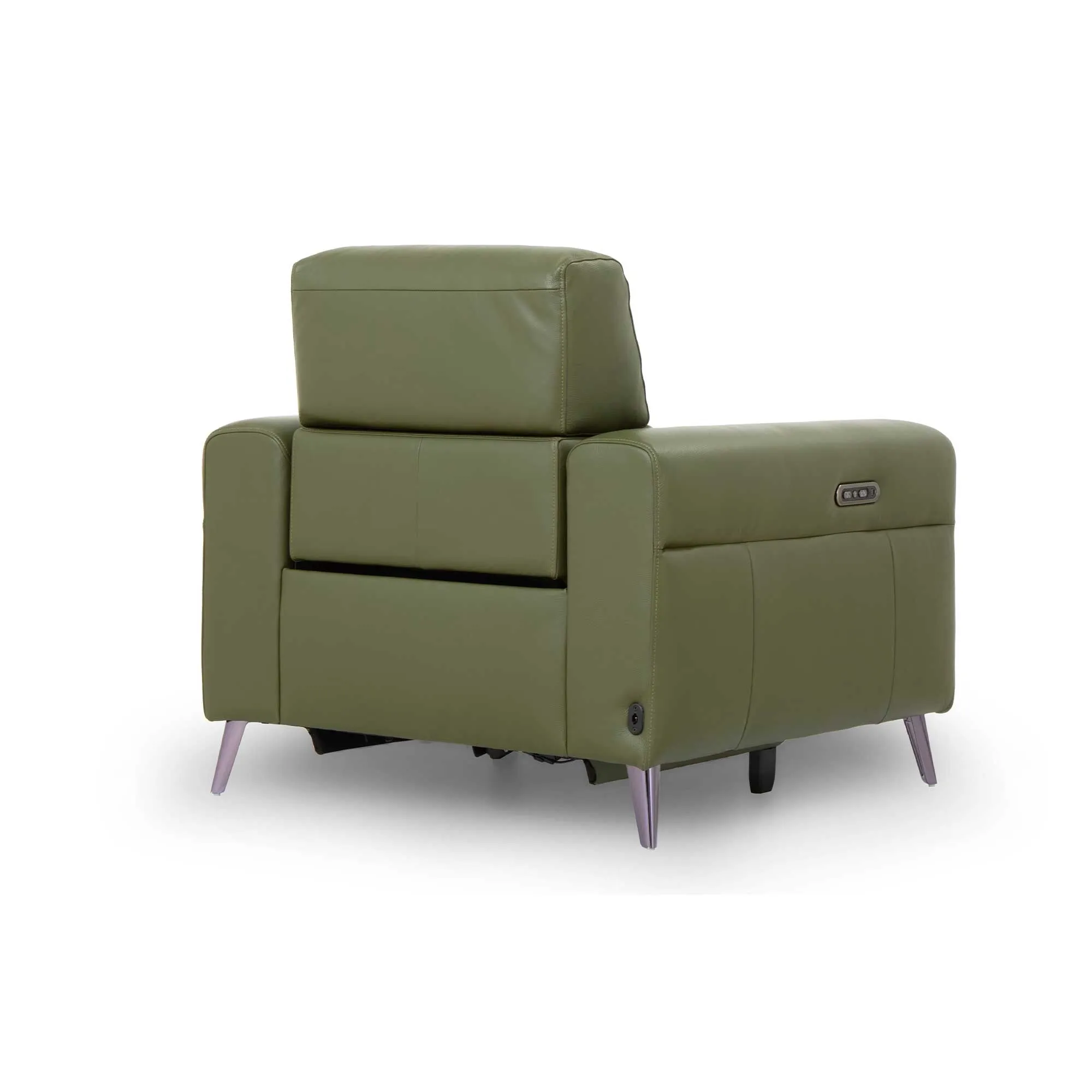 Kerren Power Recliner Armchair with Head Tilt - Green, Leather