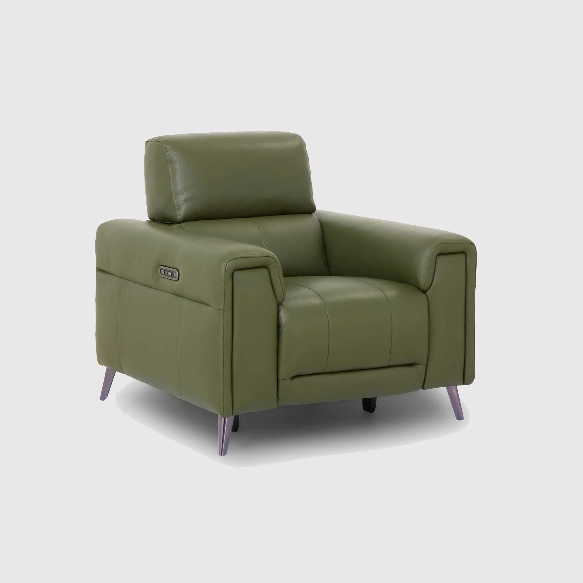 Kerren Power Recliner Armchair with Head Tilt - Green, Leather image