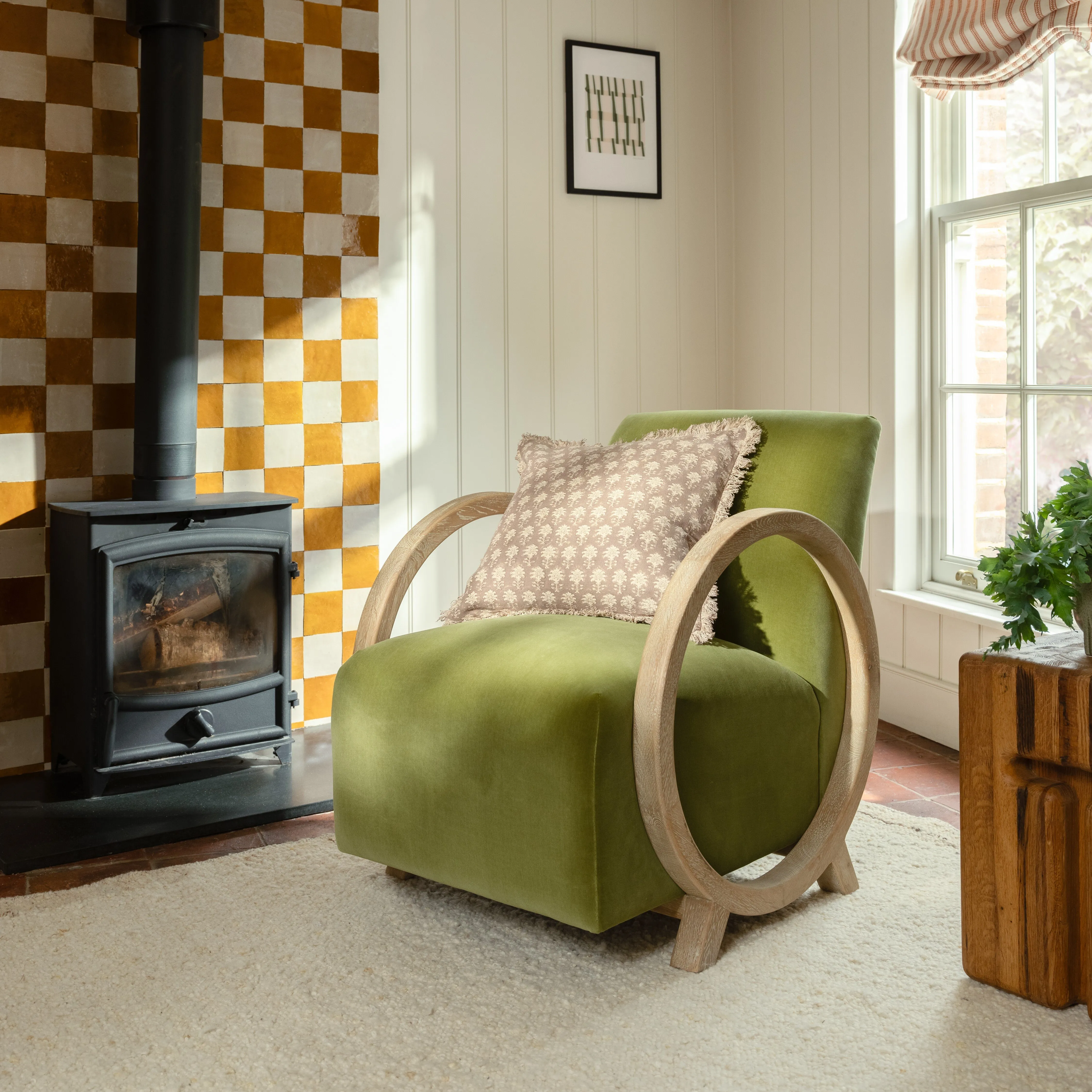 Kerris Armchair - Green, Oak