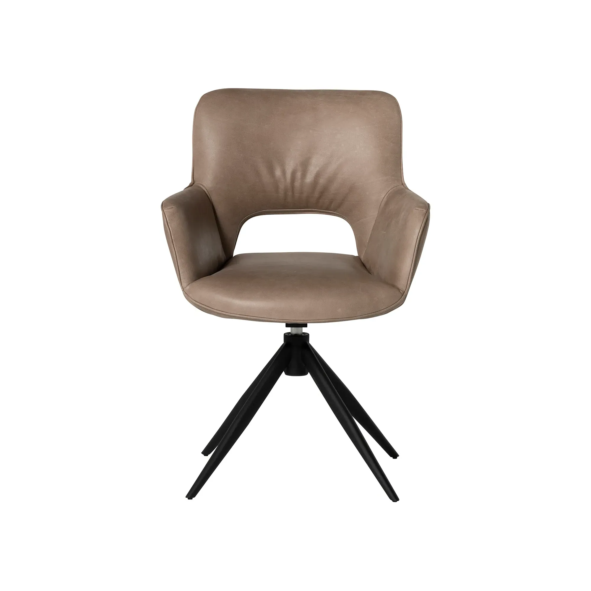 Kiri Dining Chair with Arms - Grey, Leather
