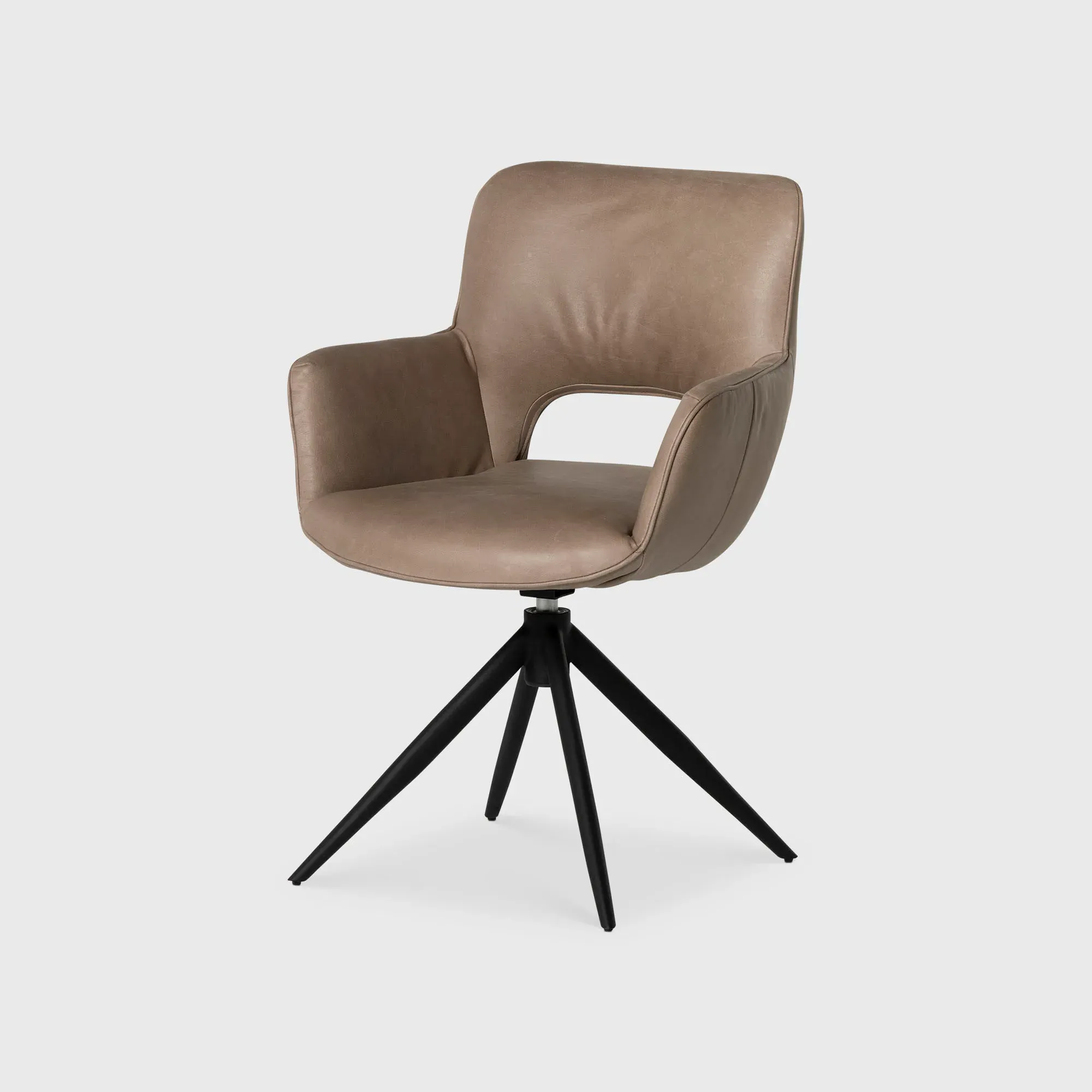 Kiri Dining Chair with Arms - Grey, Leather