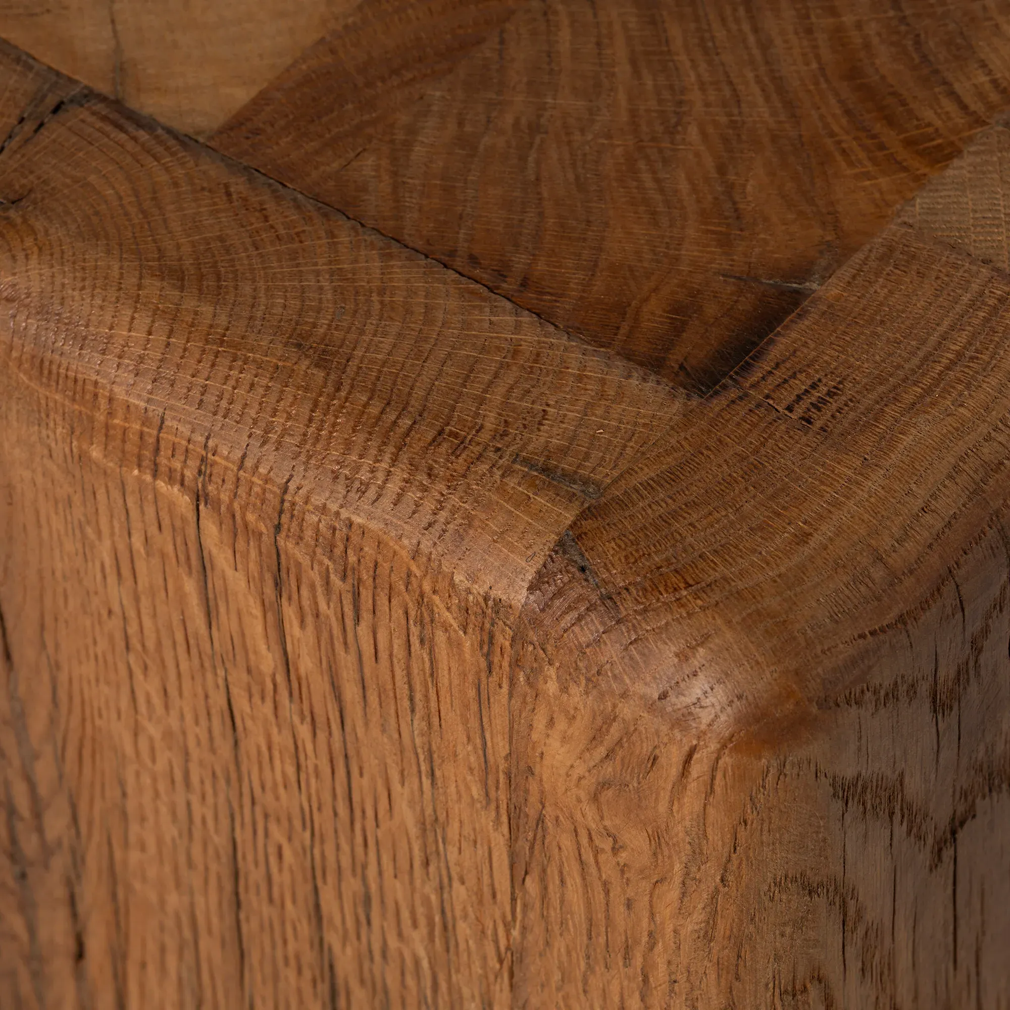 Knole Square Stool - Brown, Oak