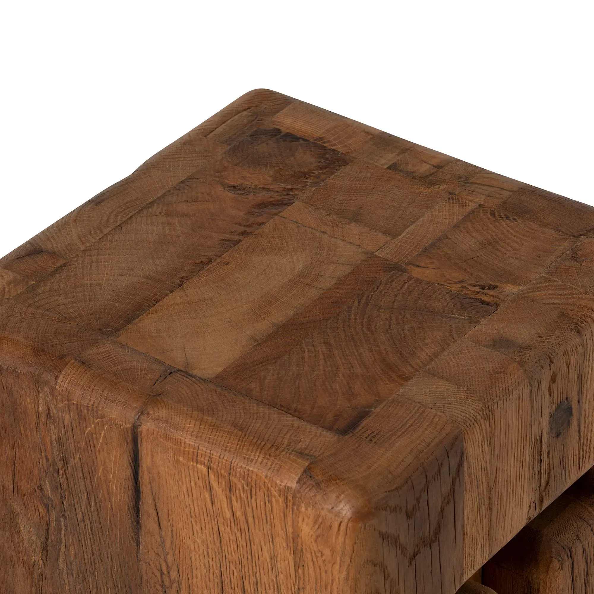 Knole Square Stool - Brown, Oak