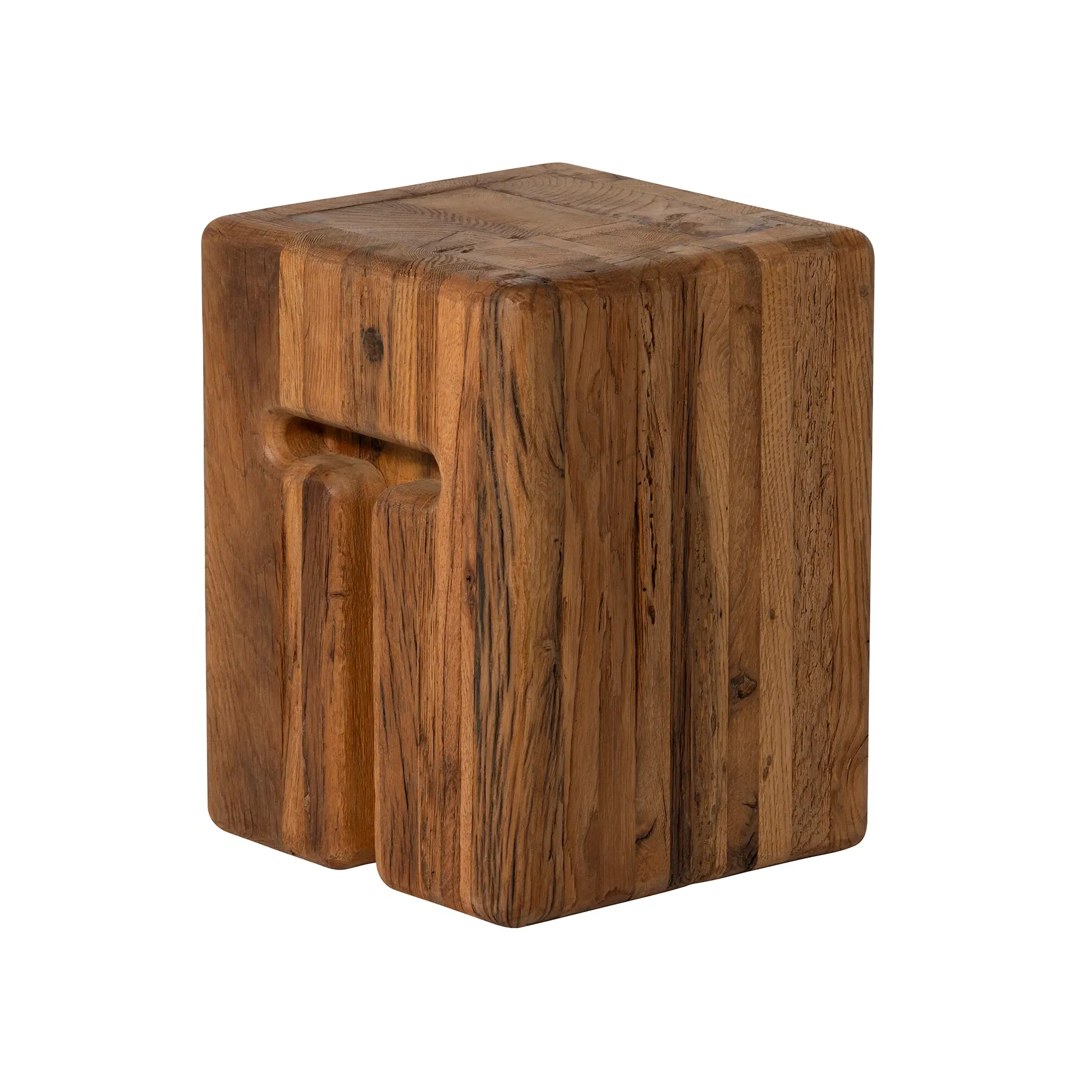 Knole Square Stool - Brown, Oak