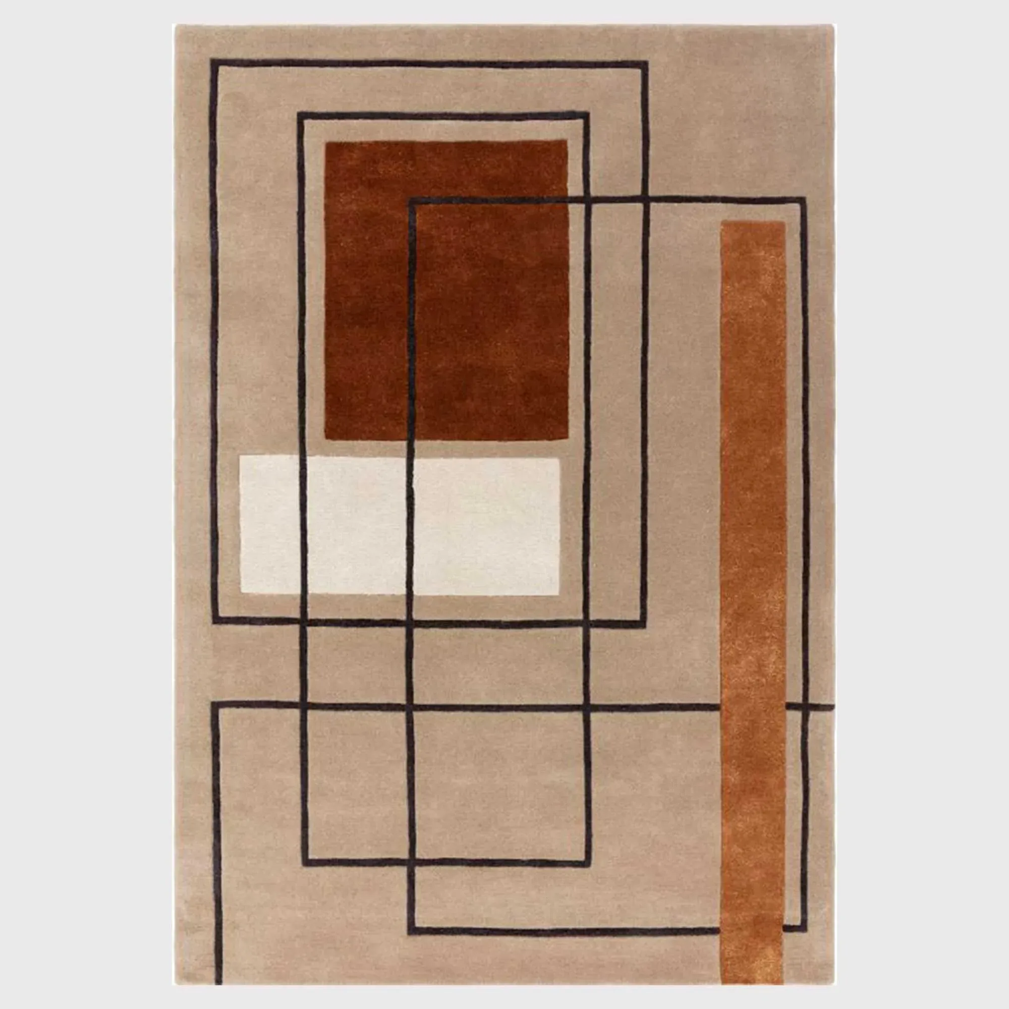 Knox Square Rug - Orange, Wool