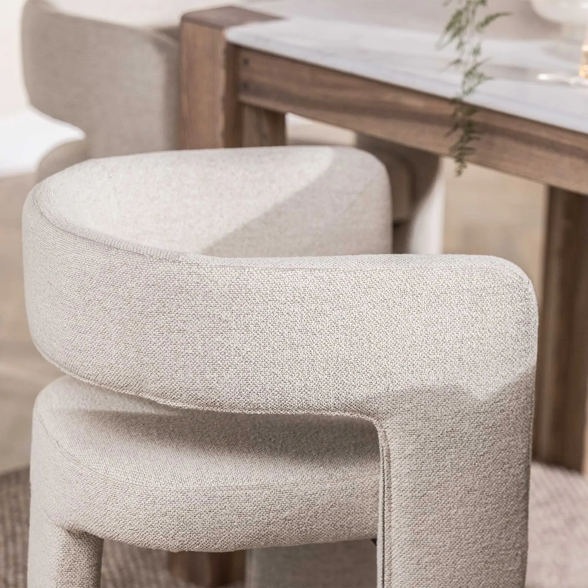 Koda Dining Chair with Arms - White, Fabric