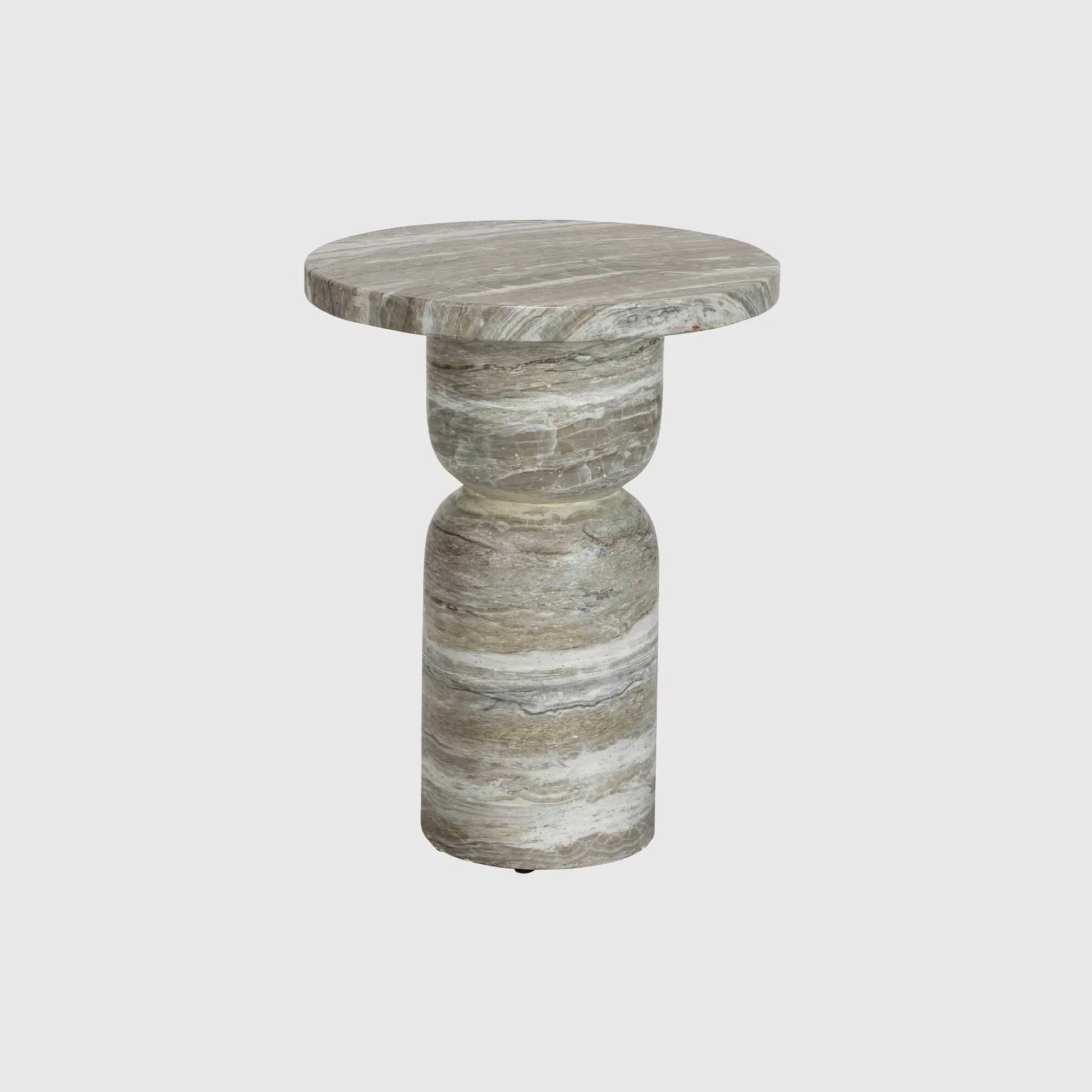 Lago Round Lamp Table - Grey, Marble image