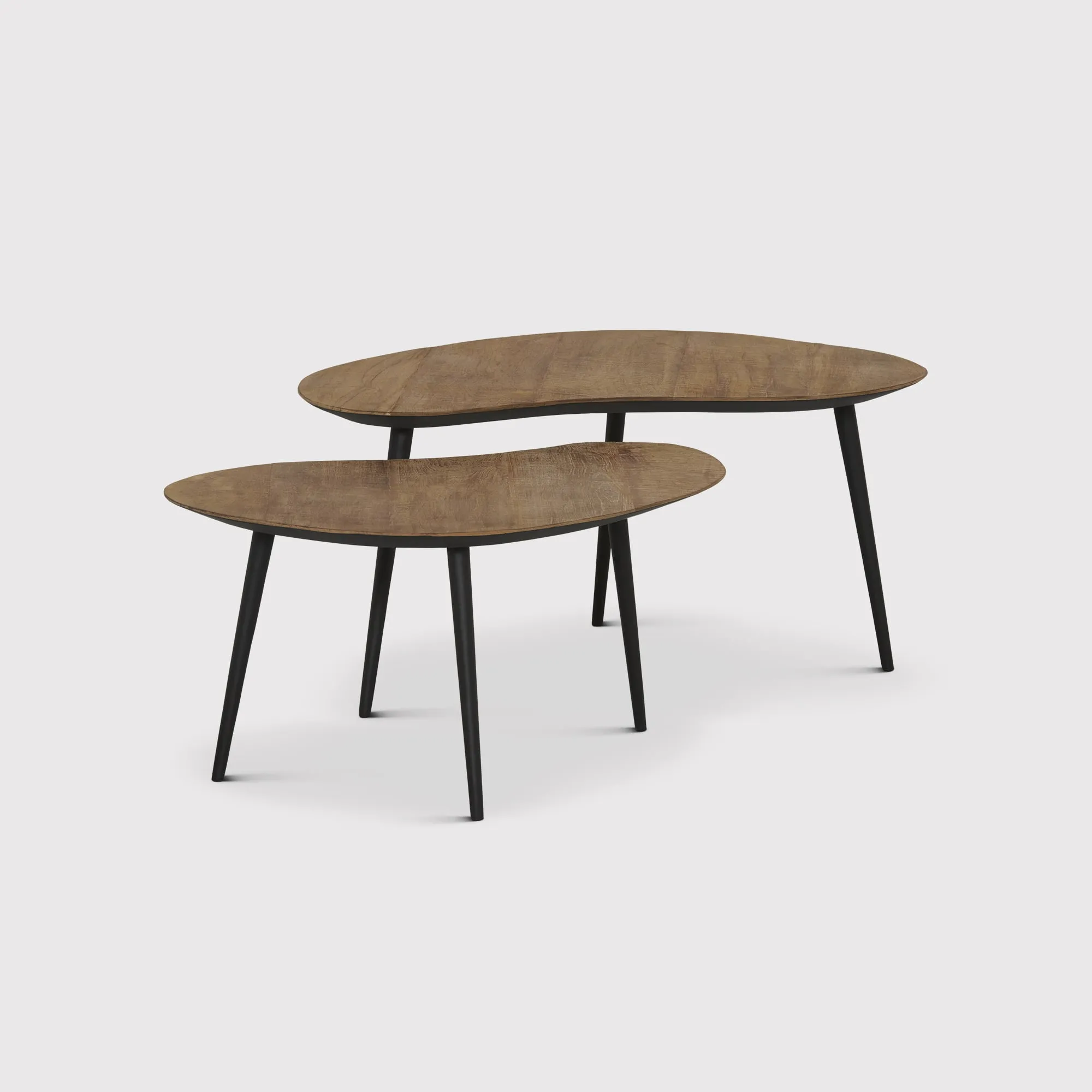 Lagom Set of 2 Coffee Tables - Brown, Teak Wood image