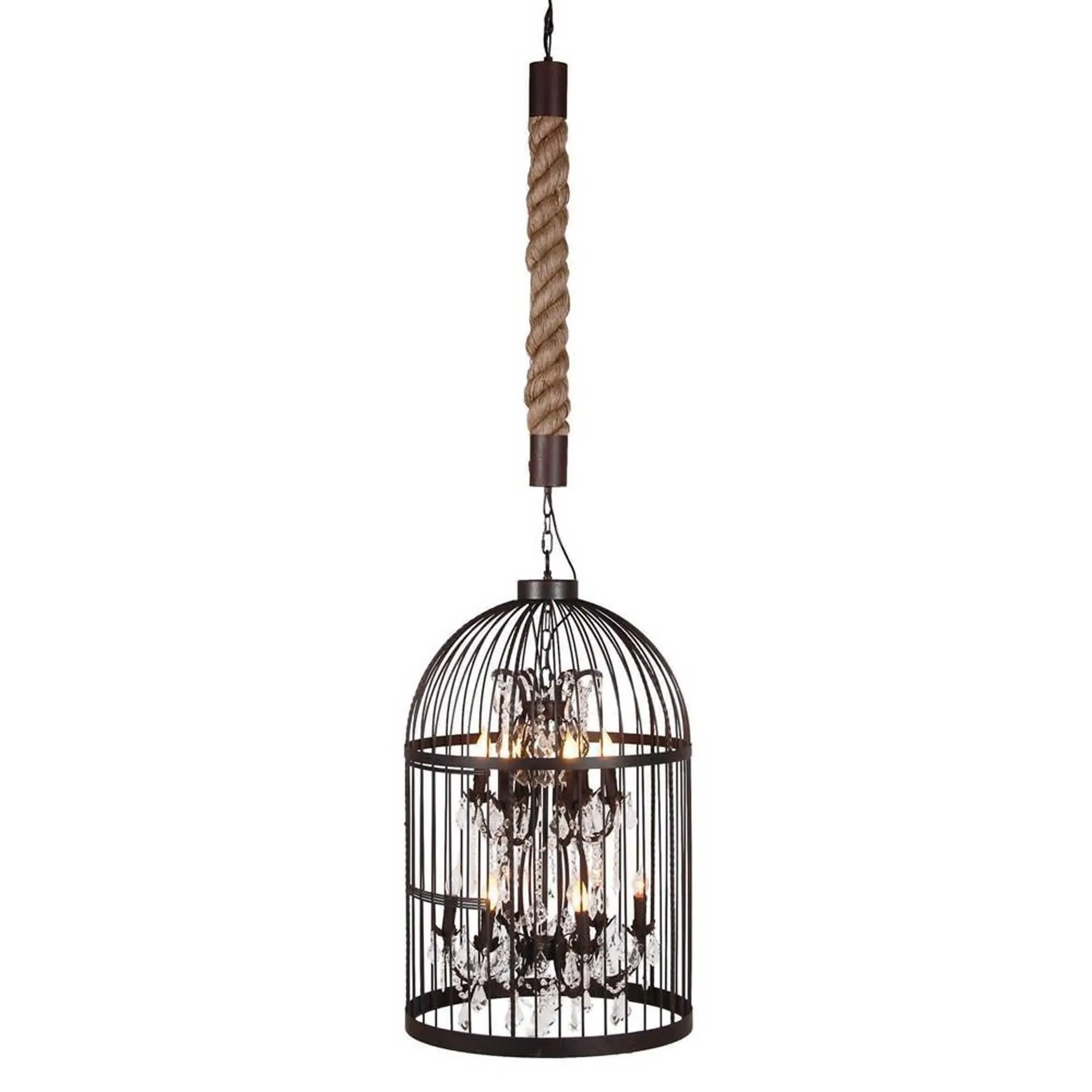 Large Birdcage Chandelier - Brown, Metal