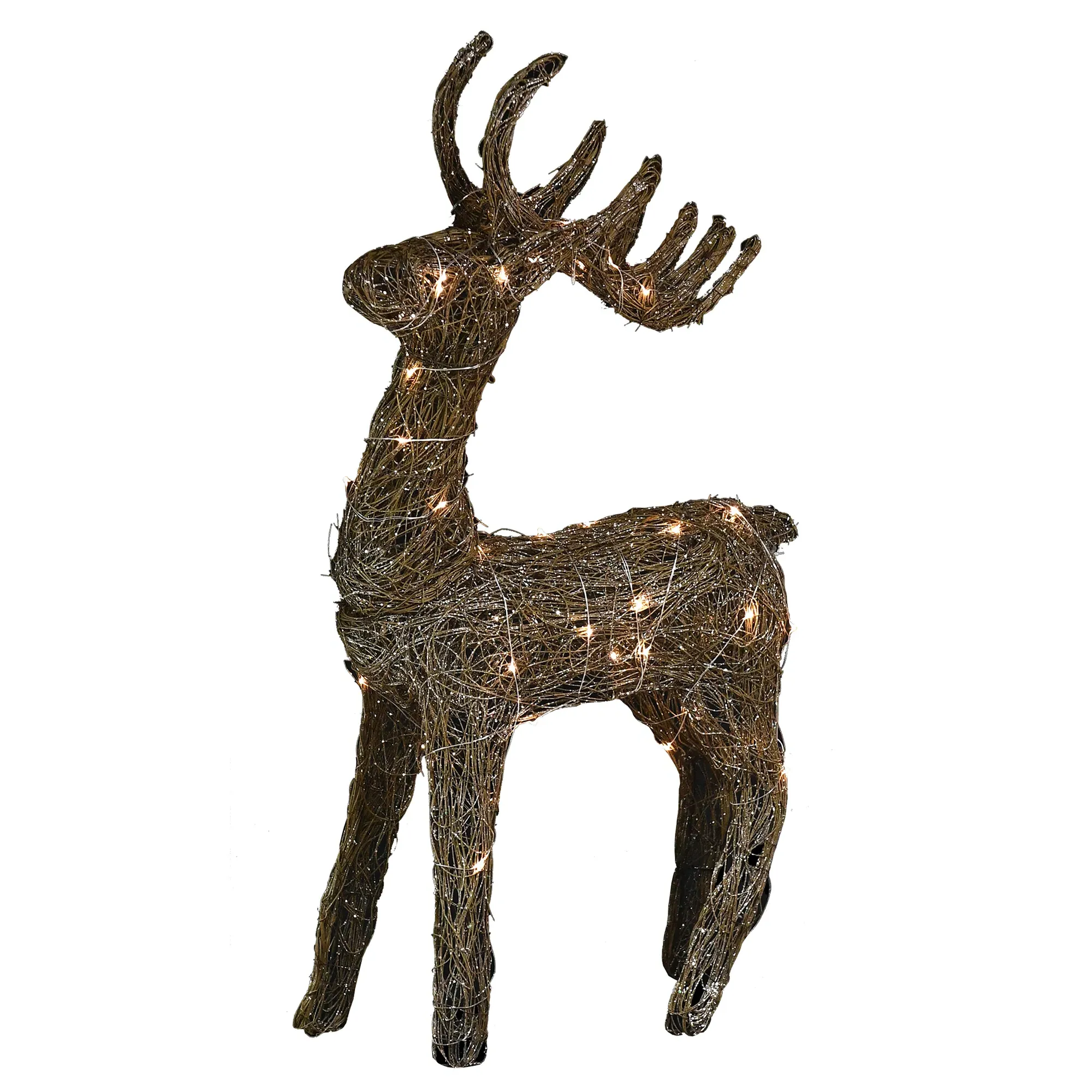 Large Lit Rattan Reindeer - Gold, Metal image