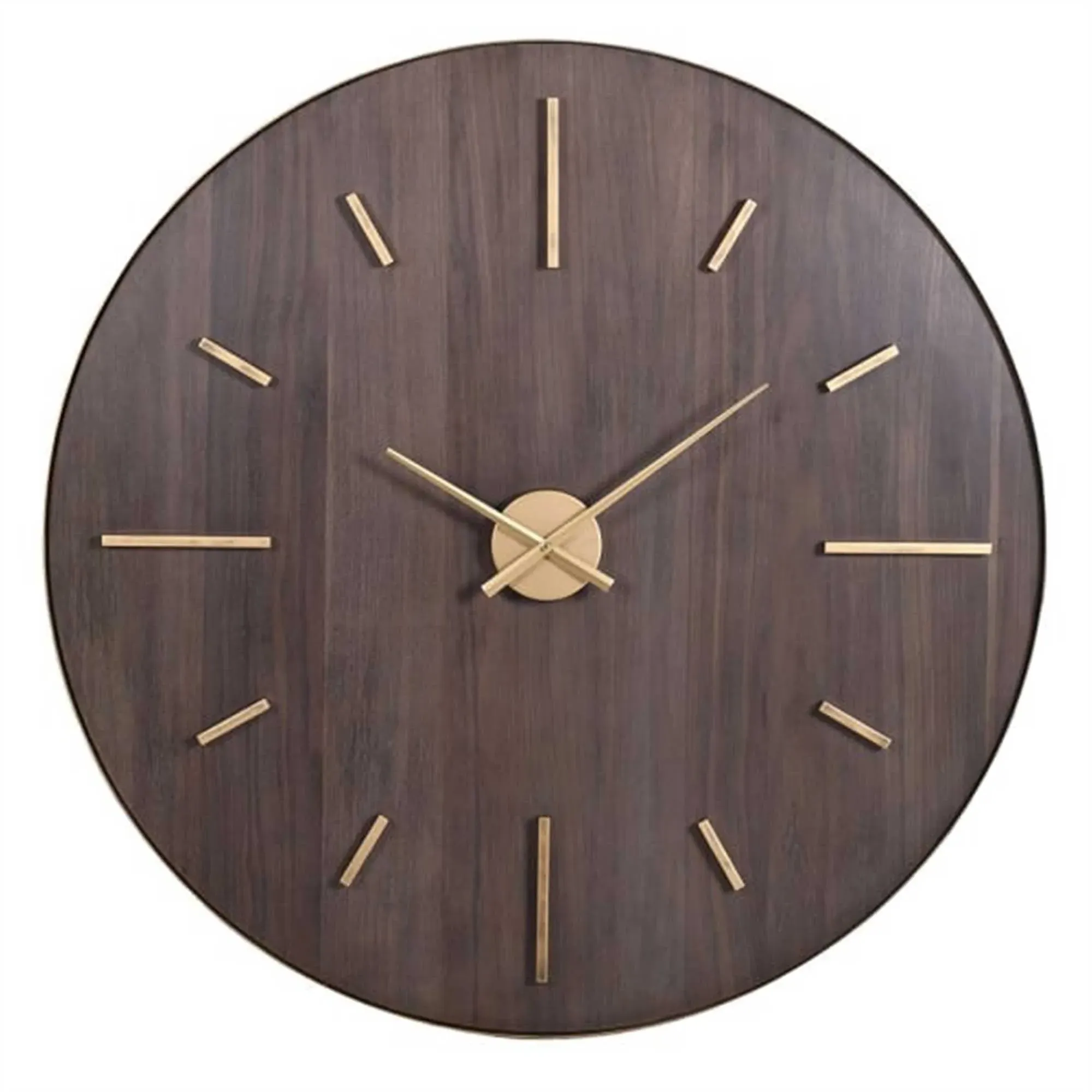 Large Round Wall Clock - Brown, Iron & Engineered Wood product