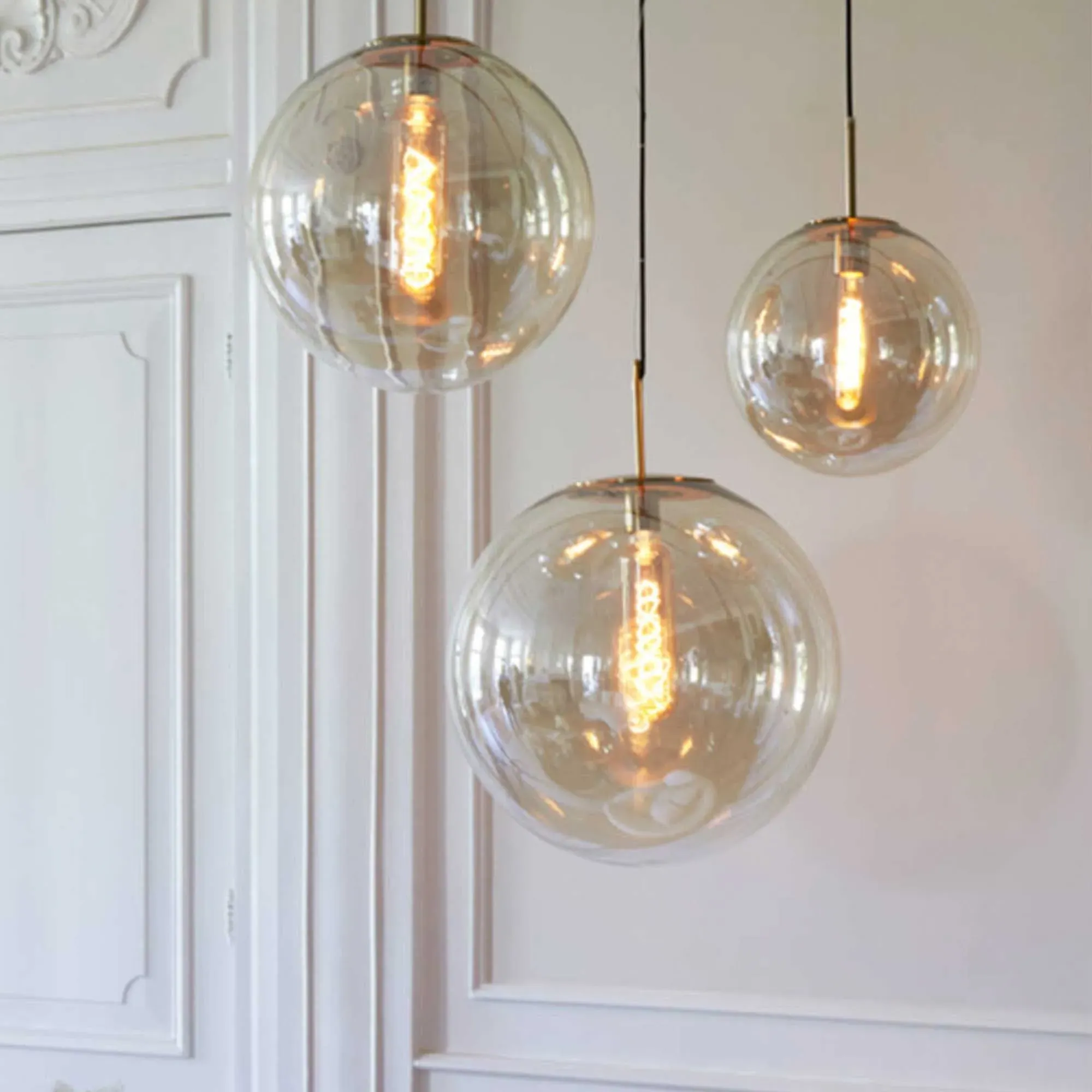 Large Smoked Amber Glass Pendant Light - Brown