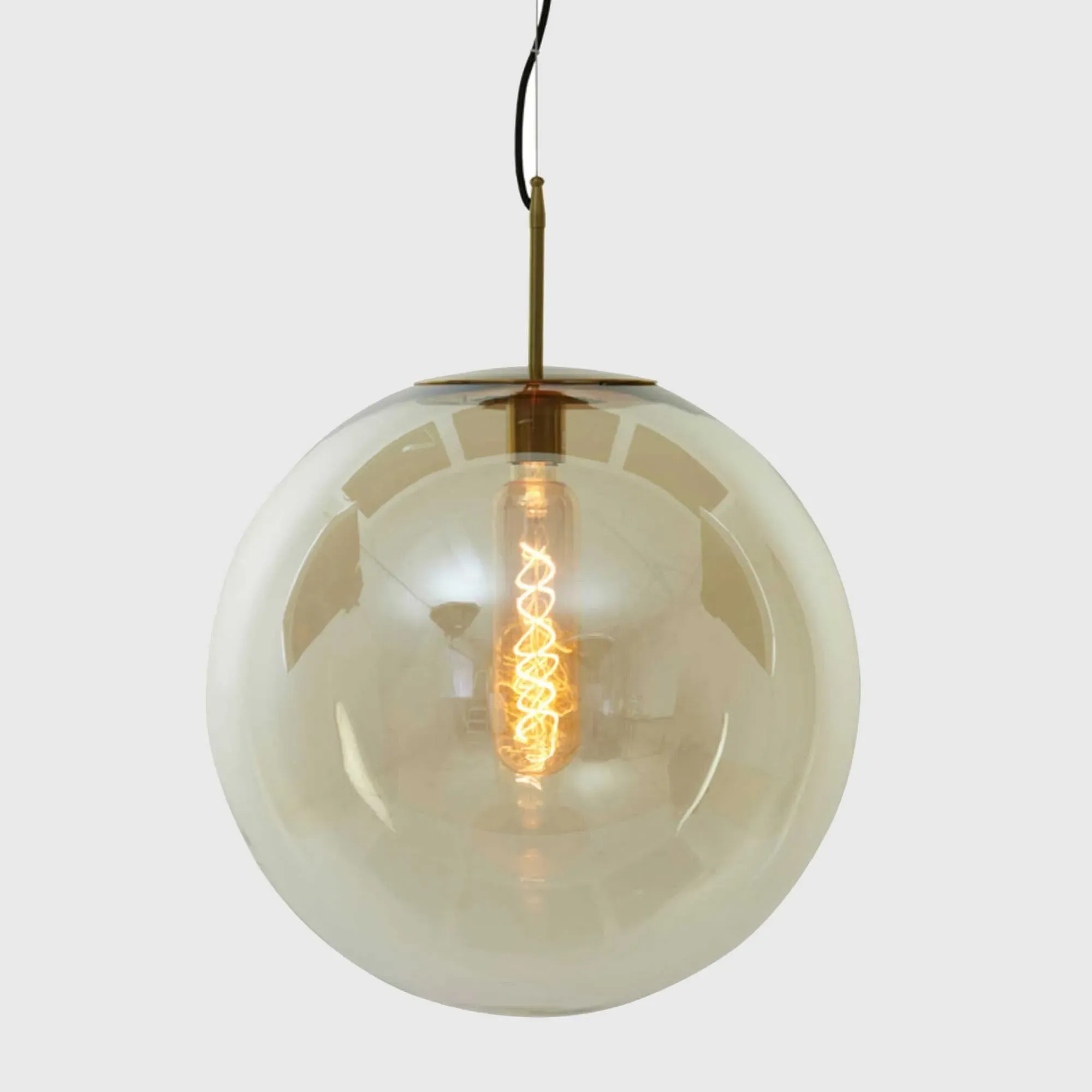 Large Smoked Amber Glass Pendant Light - Brown