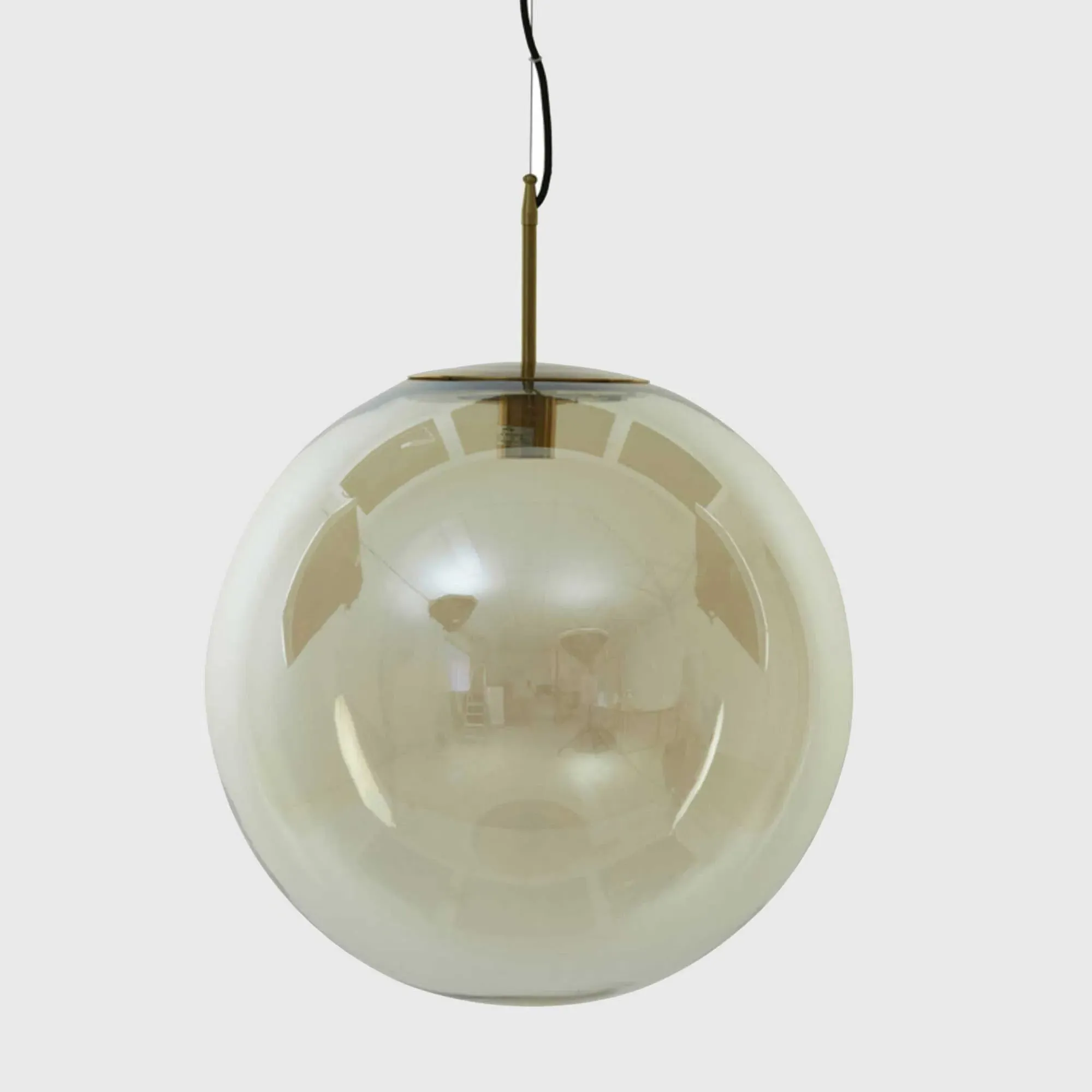 Large Smoked Amber Glass Pendant Light - Brown