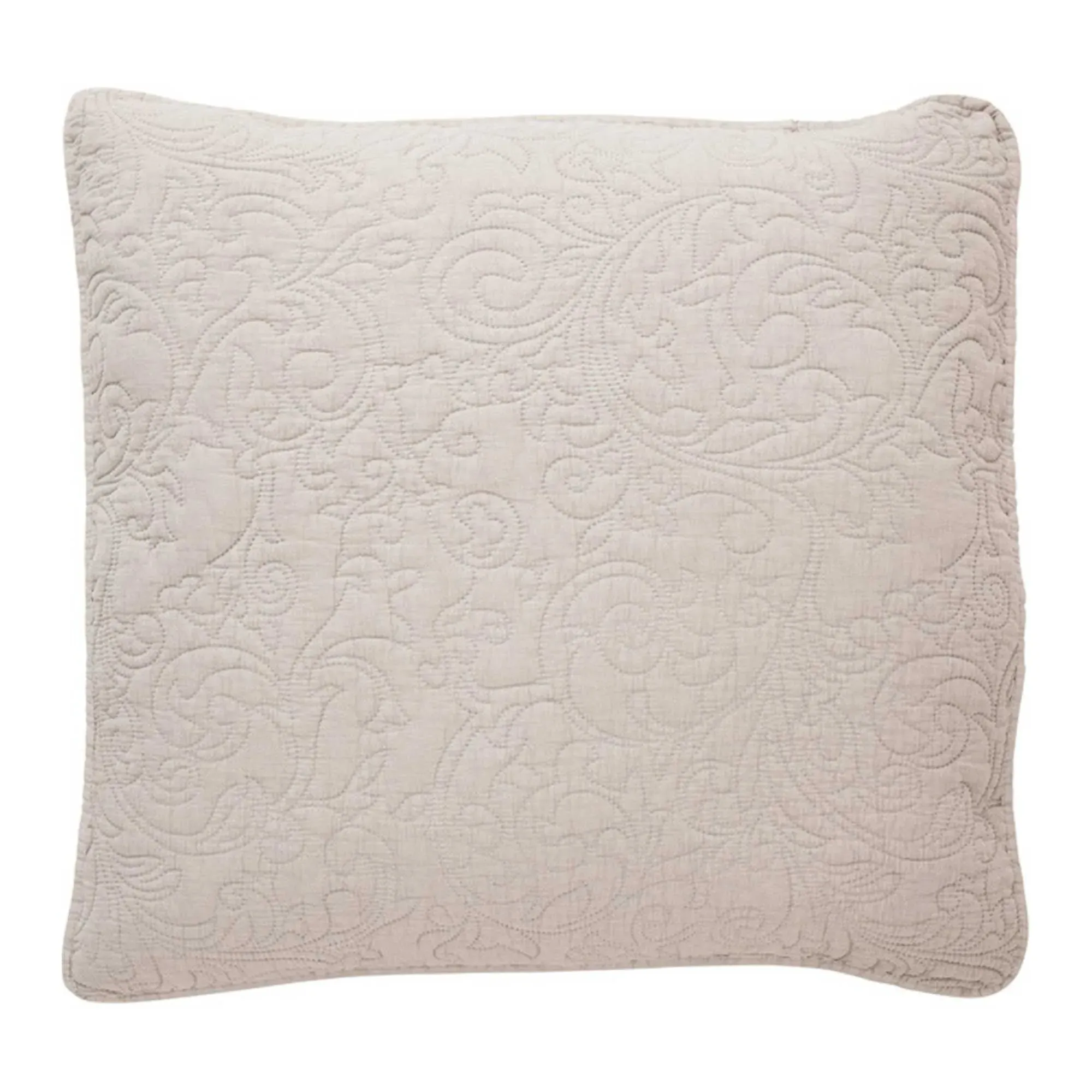 Large Square Embroidered Cushion - Neutral, Linen