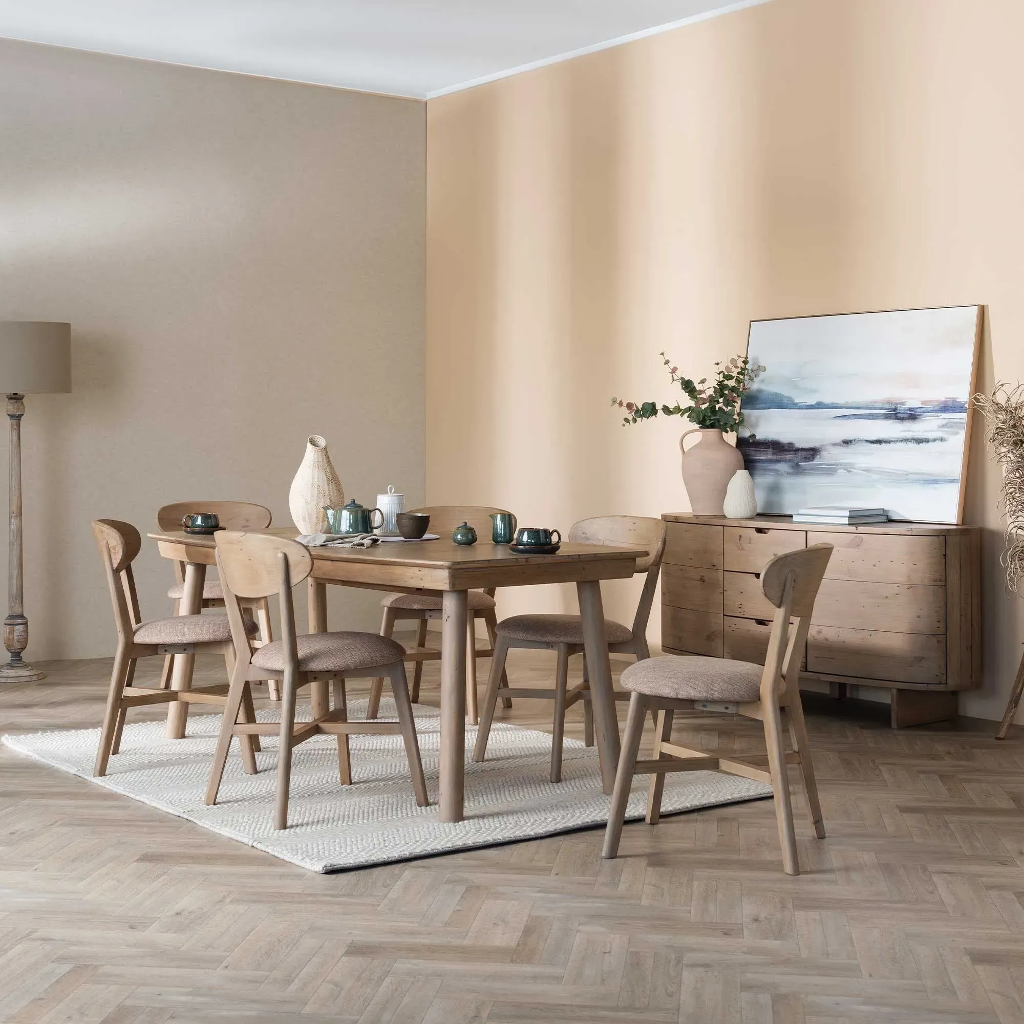 Lathan Extendable Dining Table & 6 Chairs - Brown, Wood