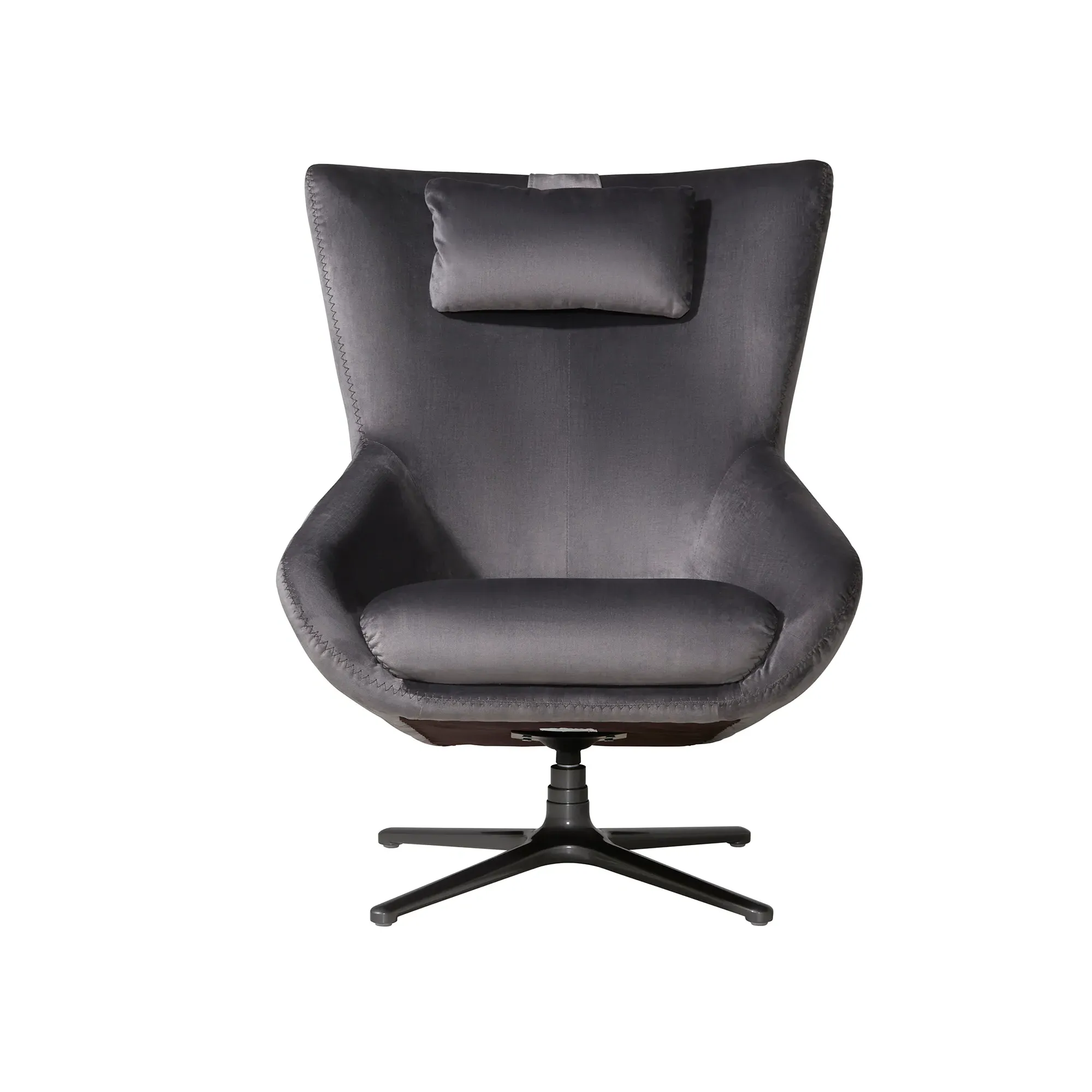 Laurino Armchair with Headrest - Grey, Fabric