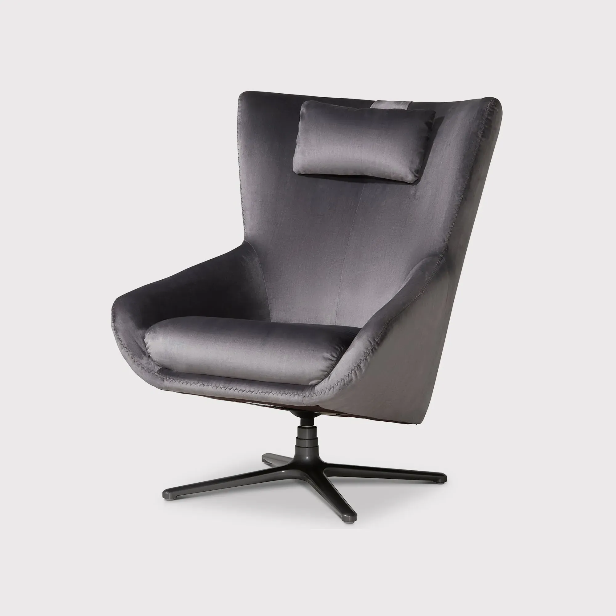 Laurino Armchair with Headrest - Grey, Fabric image
