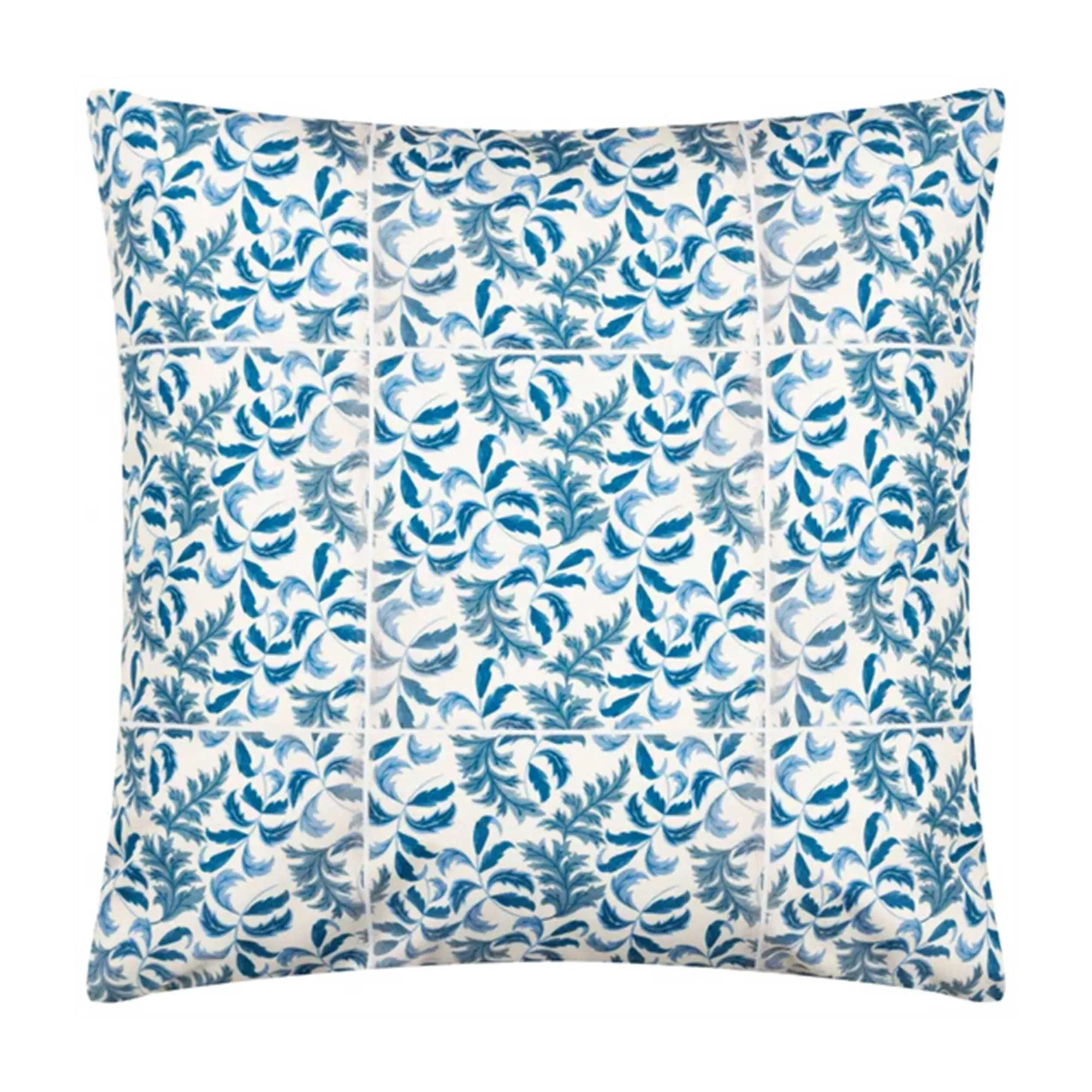 Leaf Print Square Outdoor Cushion - Blue