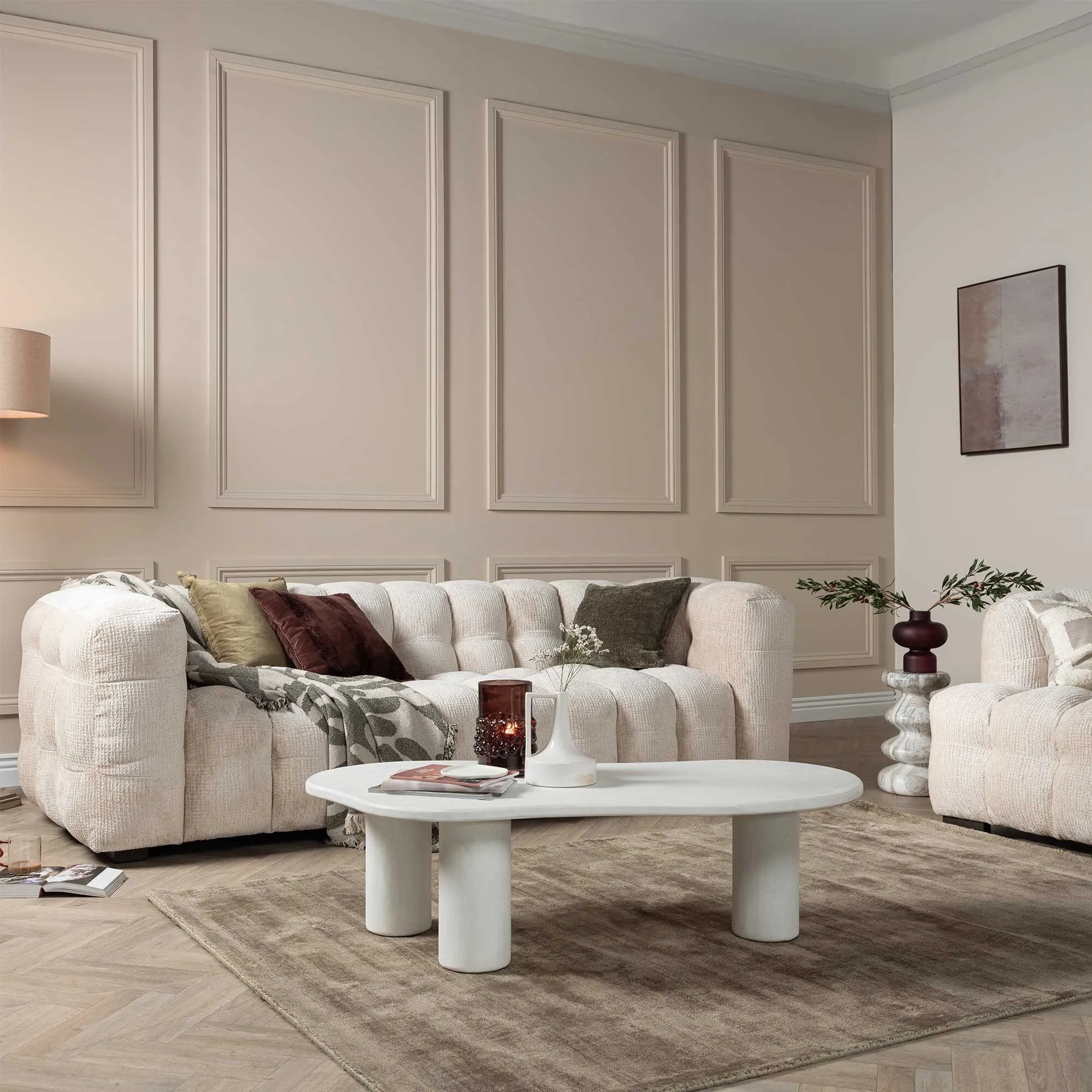 Lenor 3-Seater Sofa - White