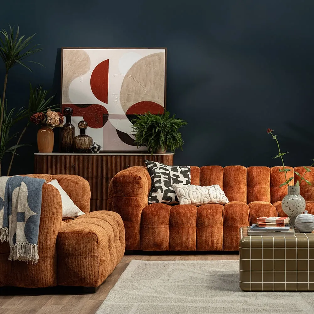 Lenor Textured Fabric Occasional Armchair - Orange, Boucle