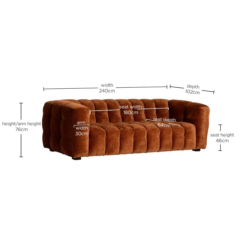 Lenor Textured Fabric Sofa - Orange