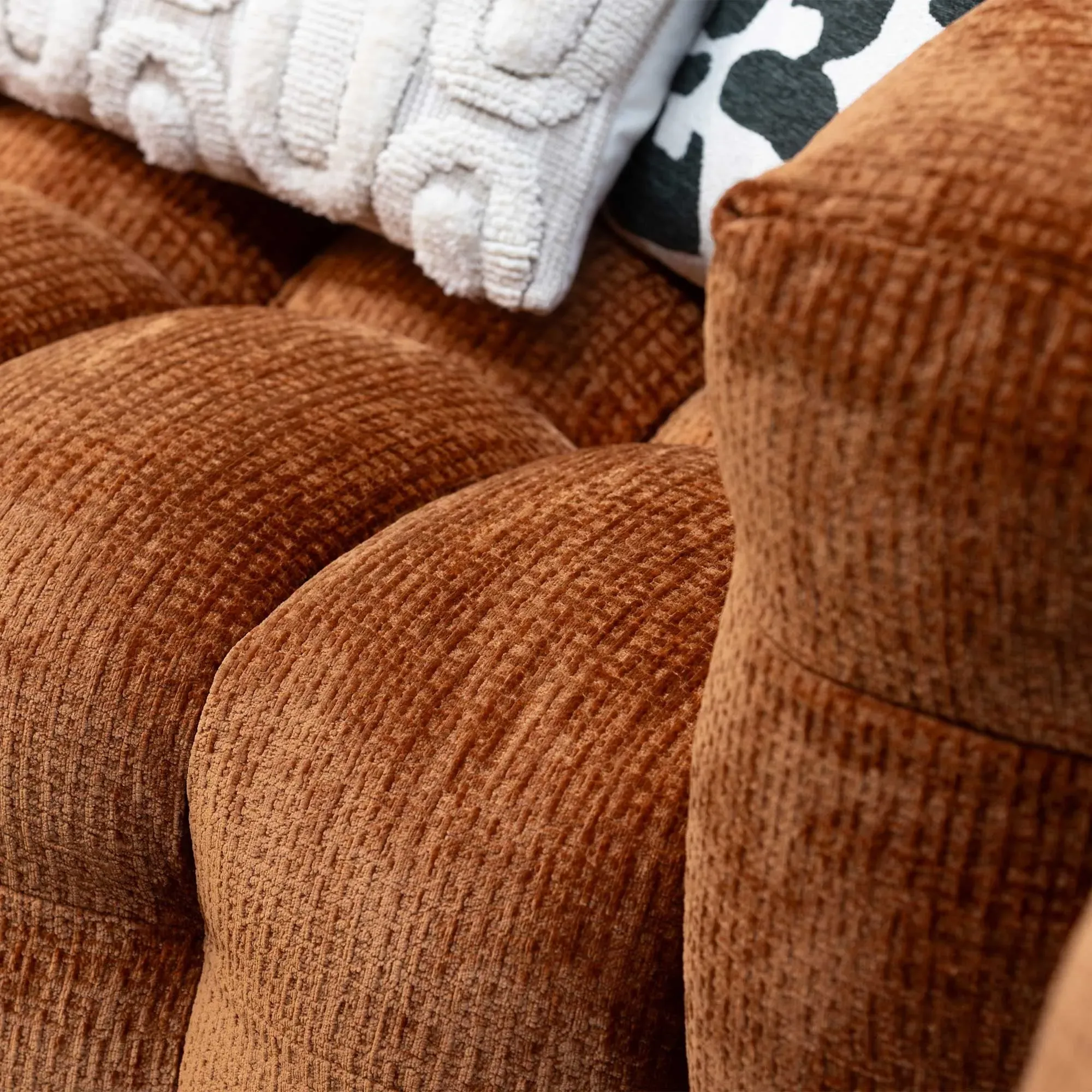 Lenor Textured Fabric Sofa - Orange