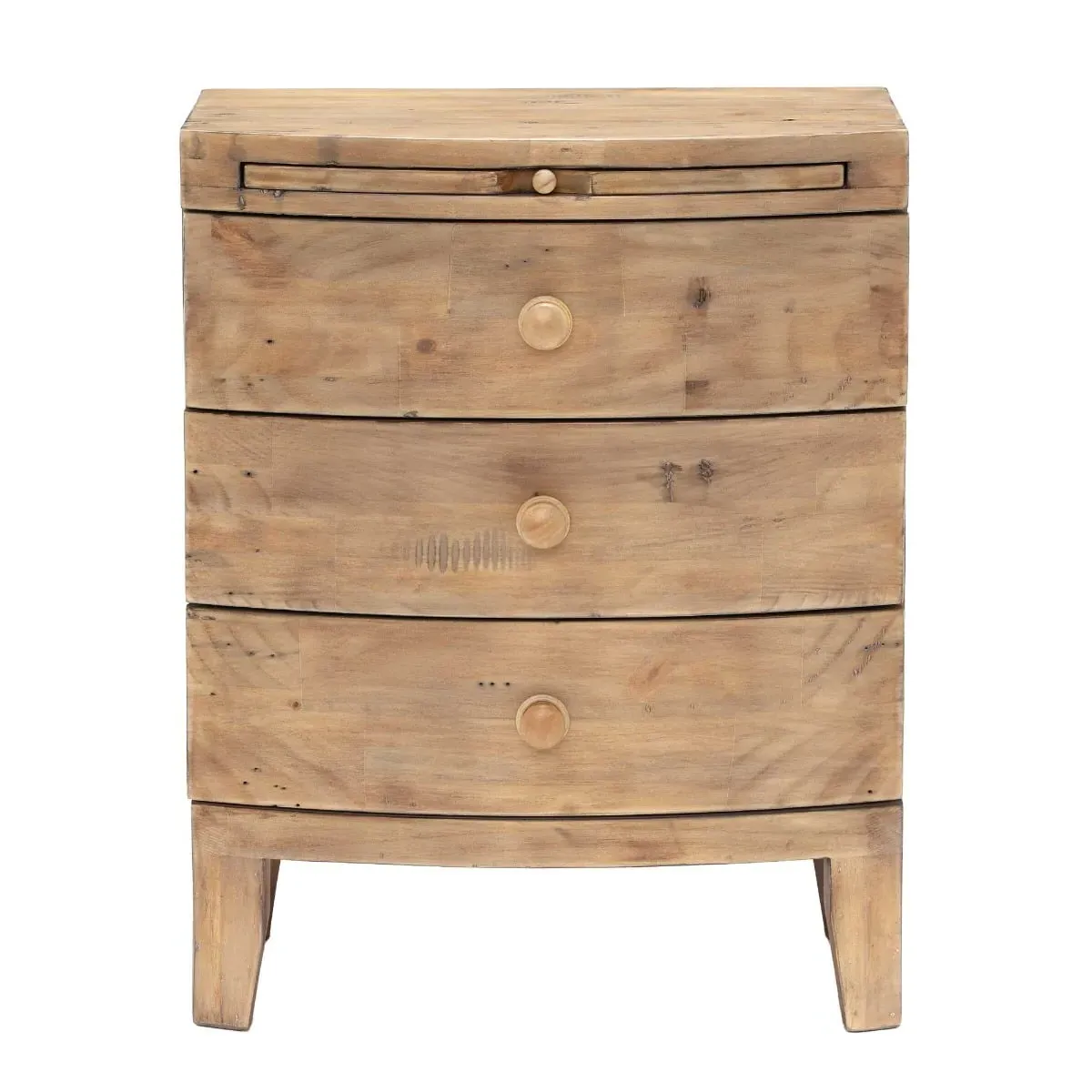 Lewes 3 Drawer Wide Bedside Table - Neutral, Reclaimed Wood