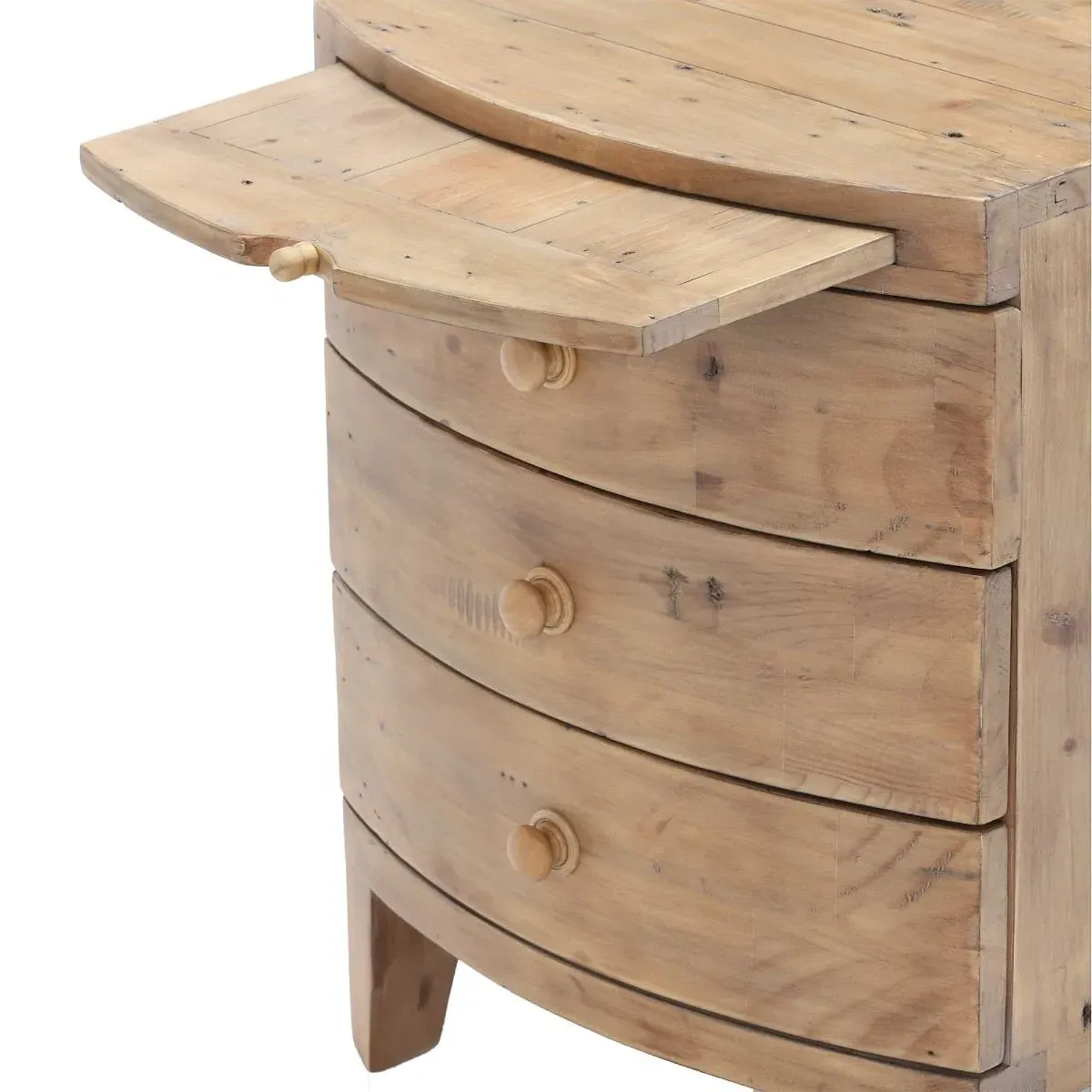 Lewes 3 Drawer Wide Bedside Table - Neutral, Reclaimed Wood