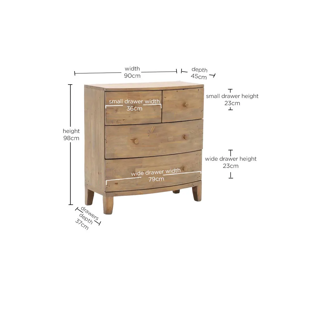 Lewes 4 Drawer Chest - Brown, Reclaimed Wood