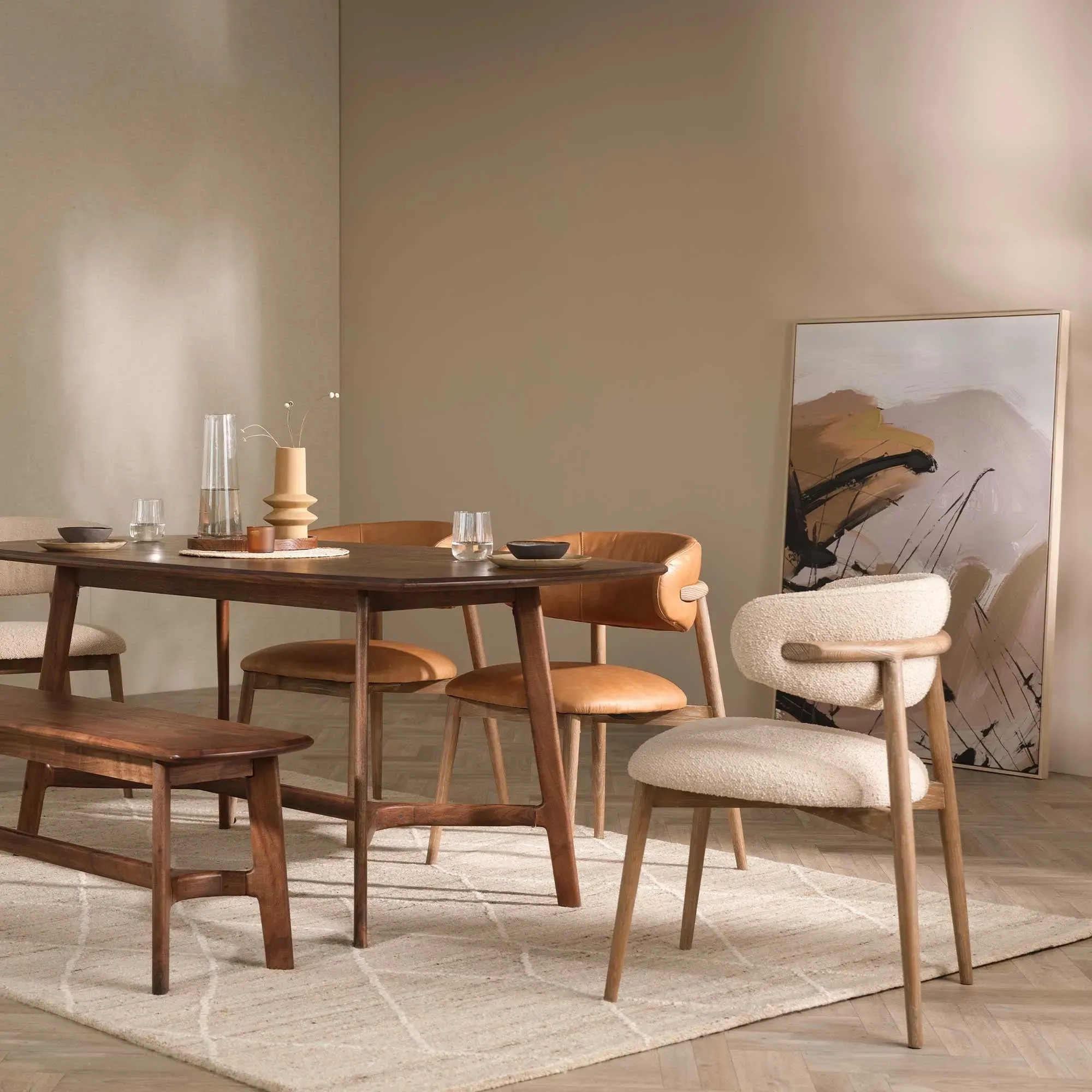 Lexa Dining Chair - Brown, Leather