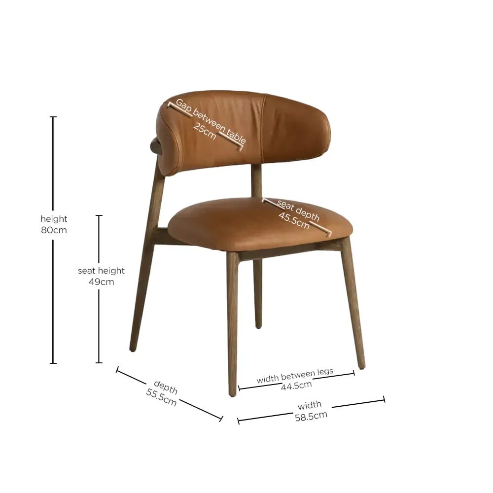 Lexa Dining Chair - Brown, Leather