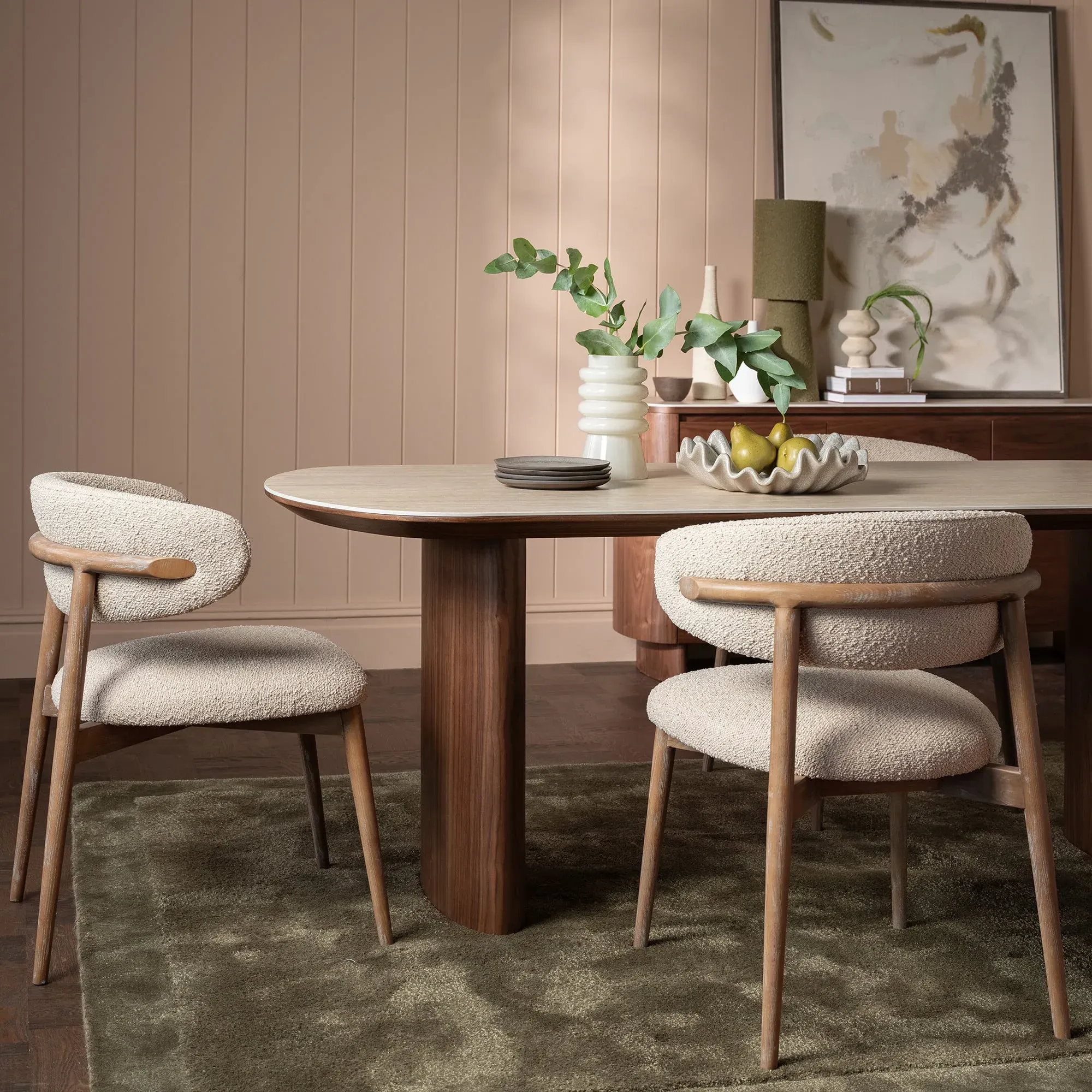 Lexa Dining Chair - Neutral, Boucle