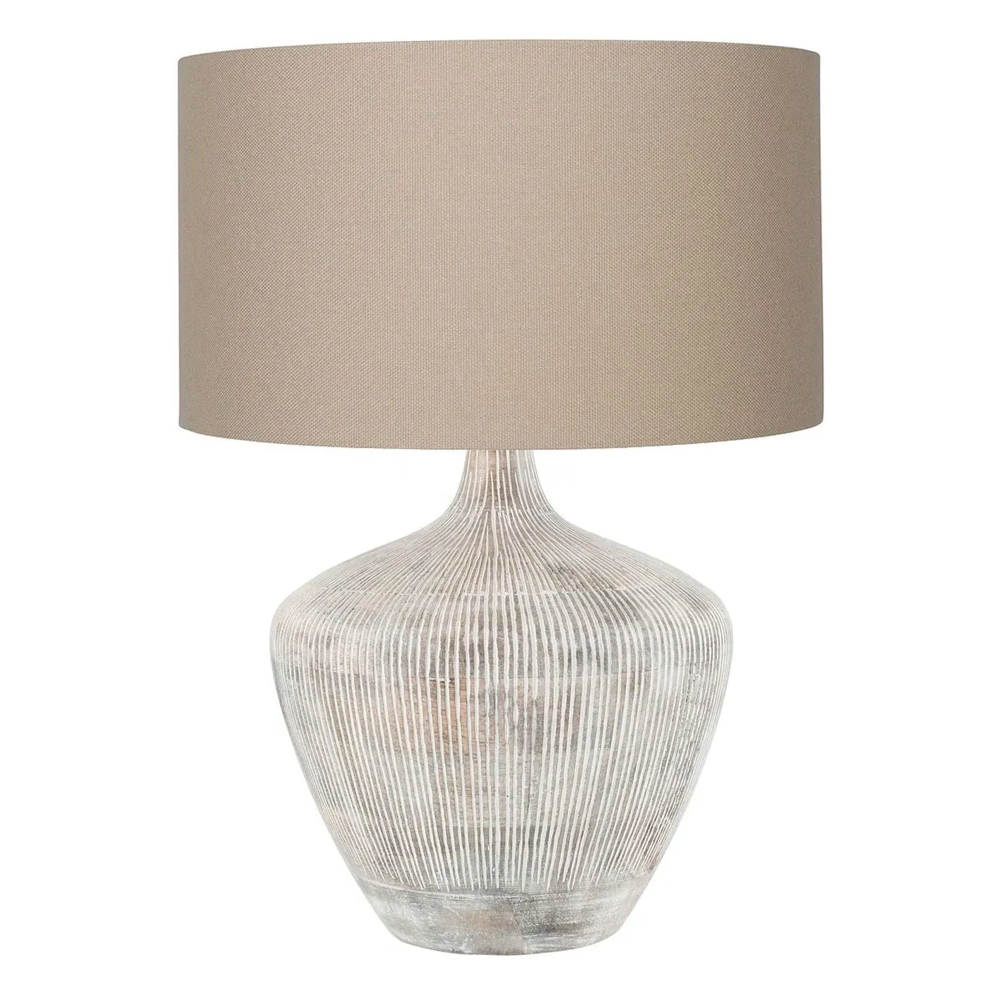 Lined Table Lamp - White, Wood