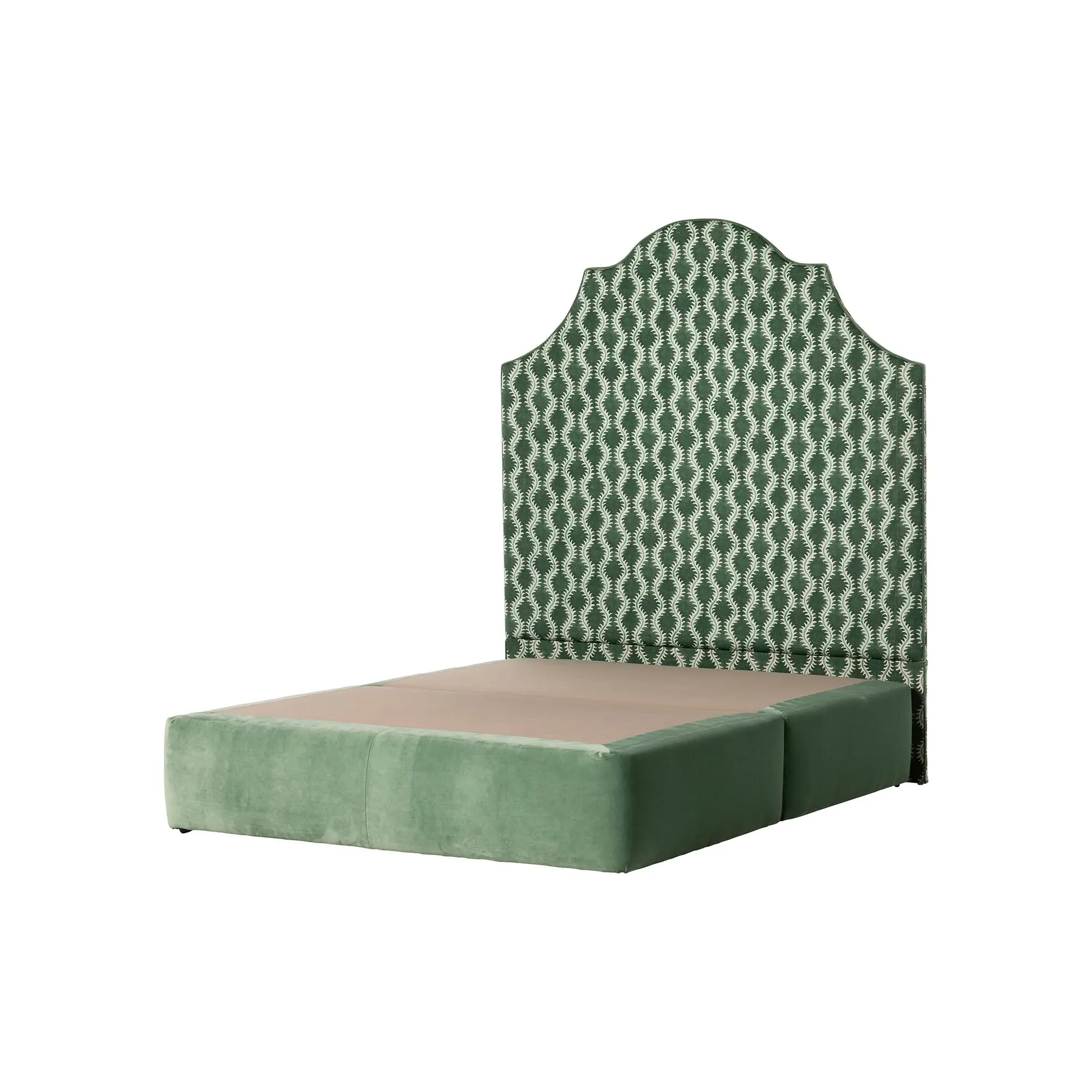 Linwood Abbotsford King Divan Bed Base - Green, Velvet