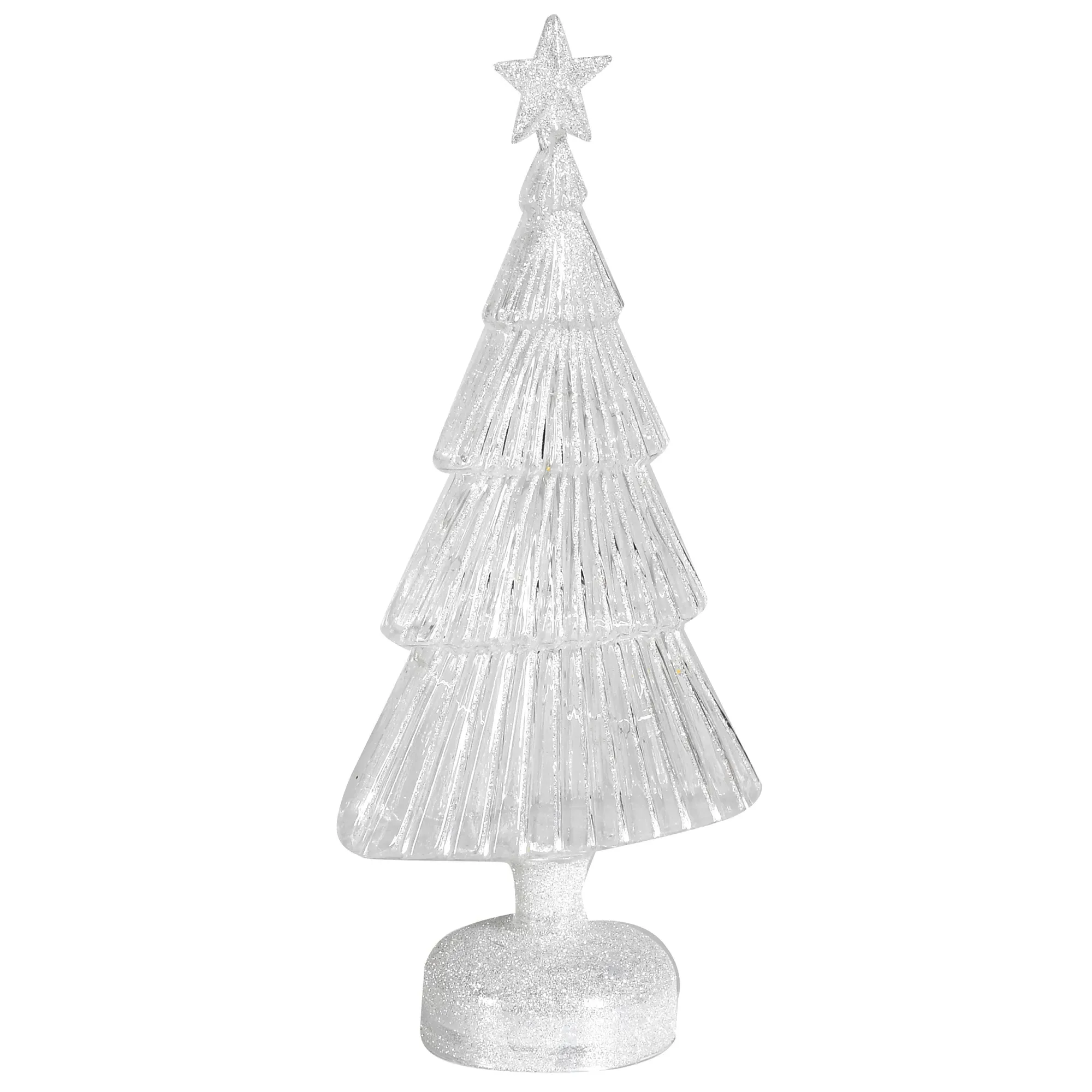 Lit Glitter Christmas Tree - White, Glass image