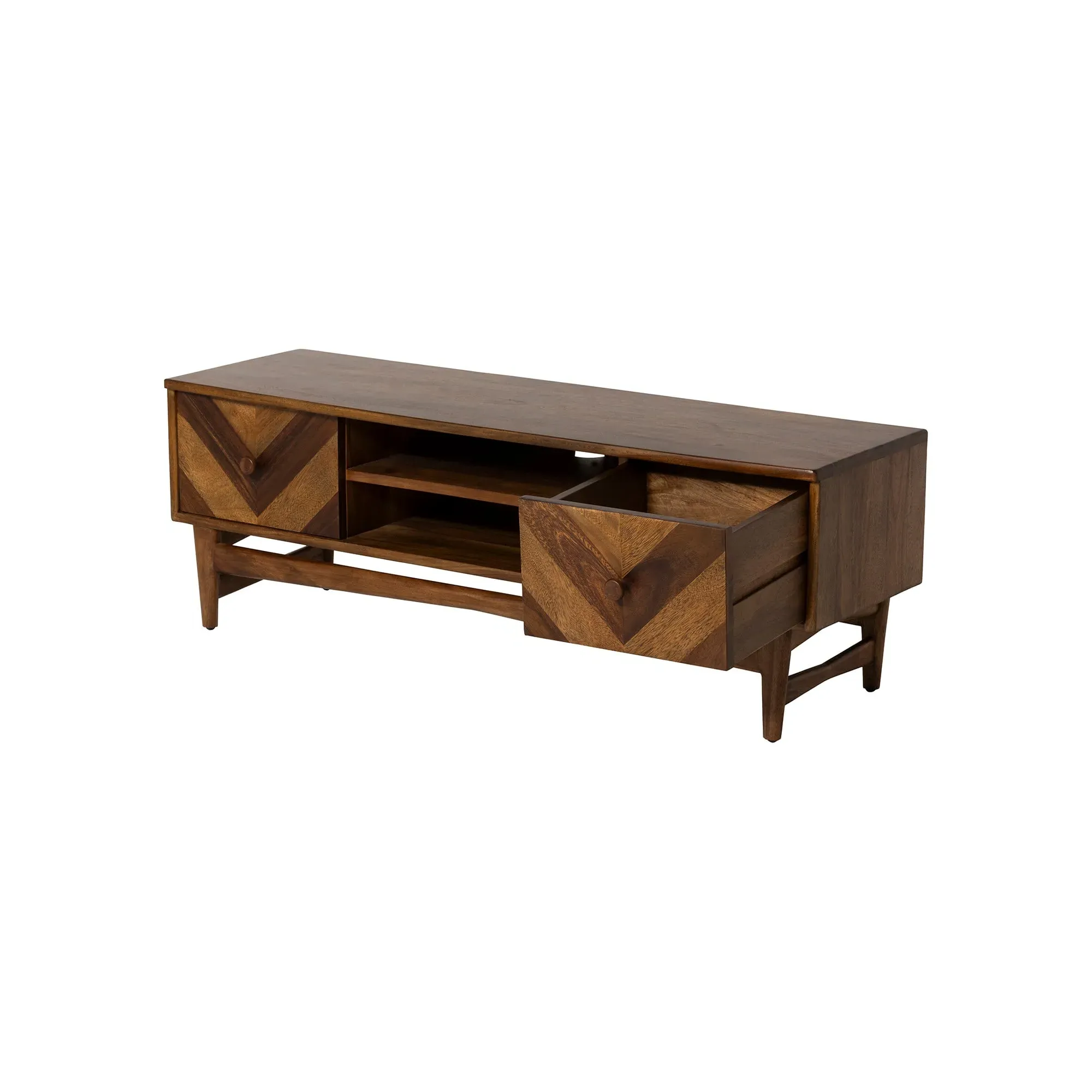 Lockley 2 Drawer TV Cabinet - Brown, Saman Wood